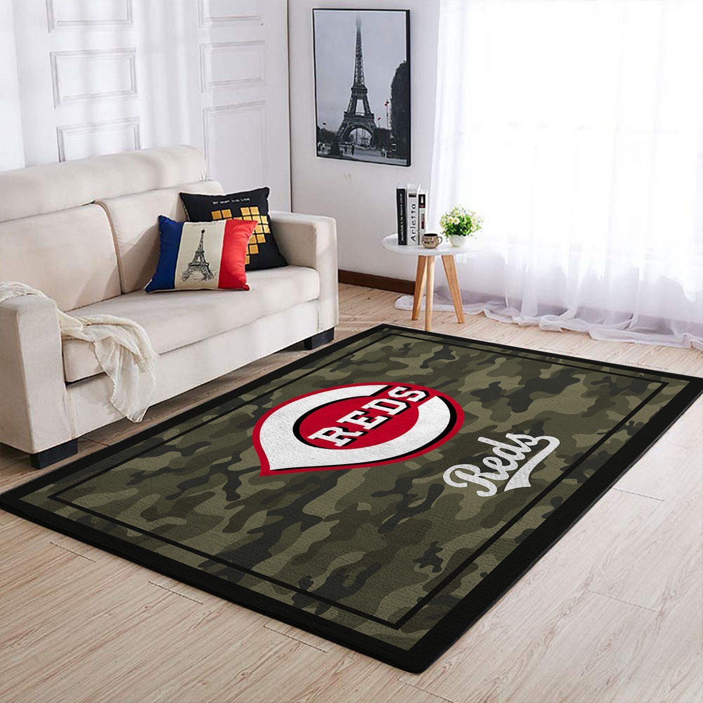 Cincinnati Reds Mlb Team Logo Camo Style Nice Gift Home Decor Rectangle Area Rug - Indoor Outdoor Rugs 2