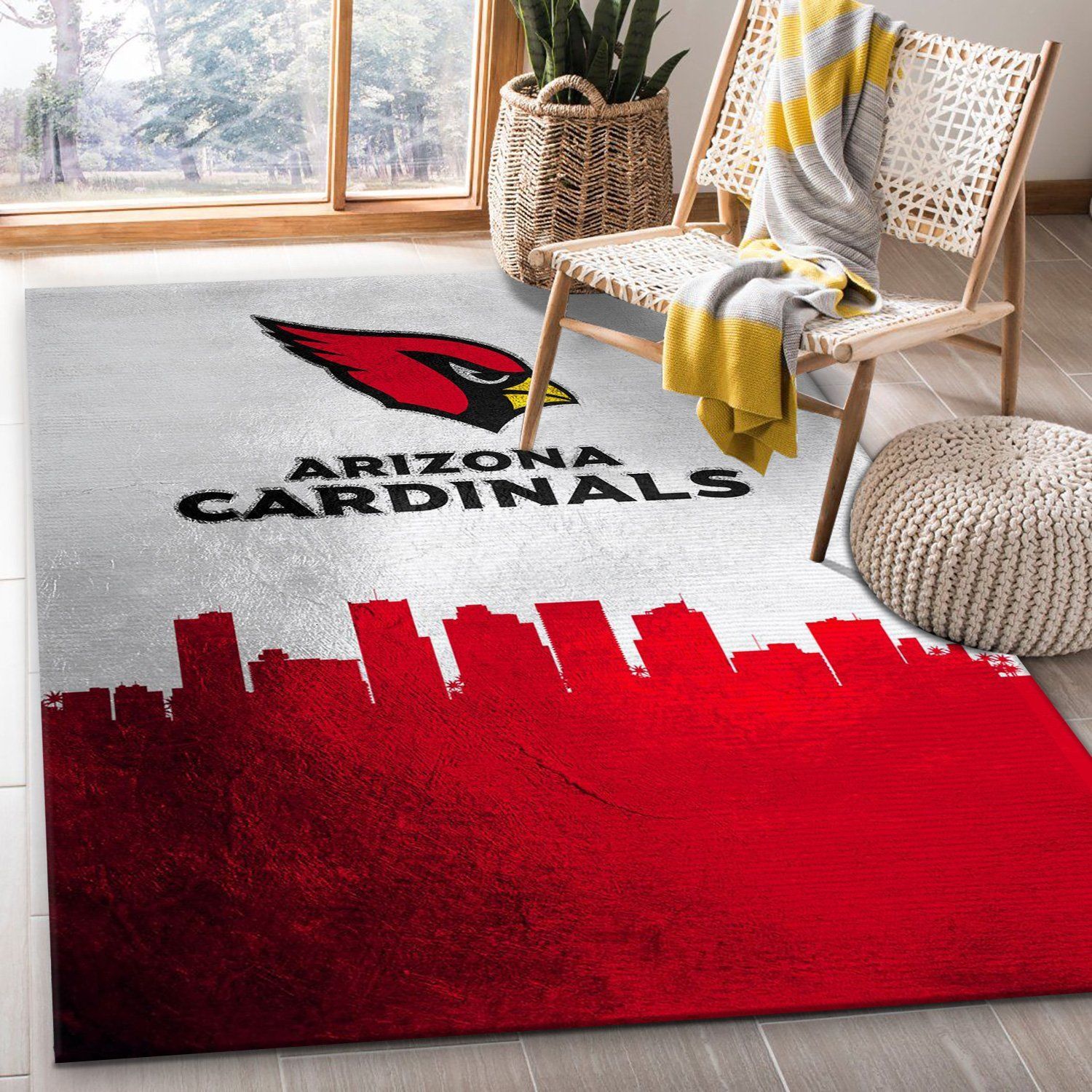Arizona Cardinals Skyline NFL Team Logos Area Rug, Living room and bedroom Rug, Family Gift US Decor - Indoor Outdoor Rugs 2