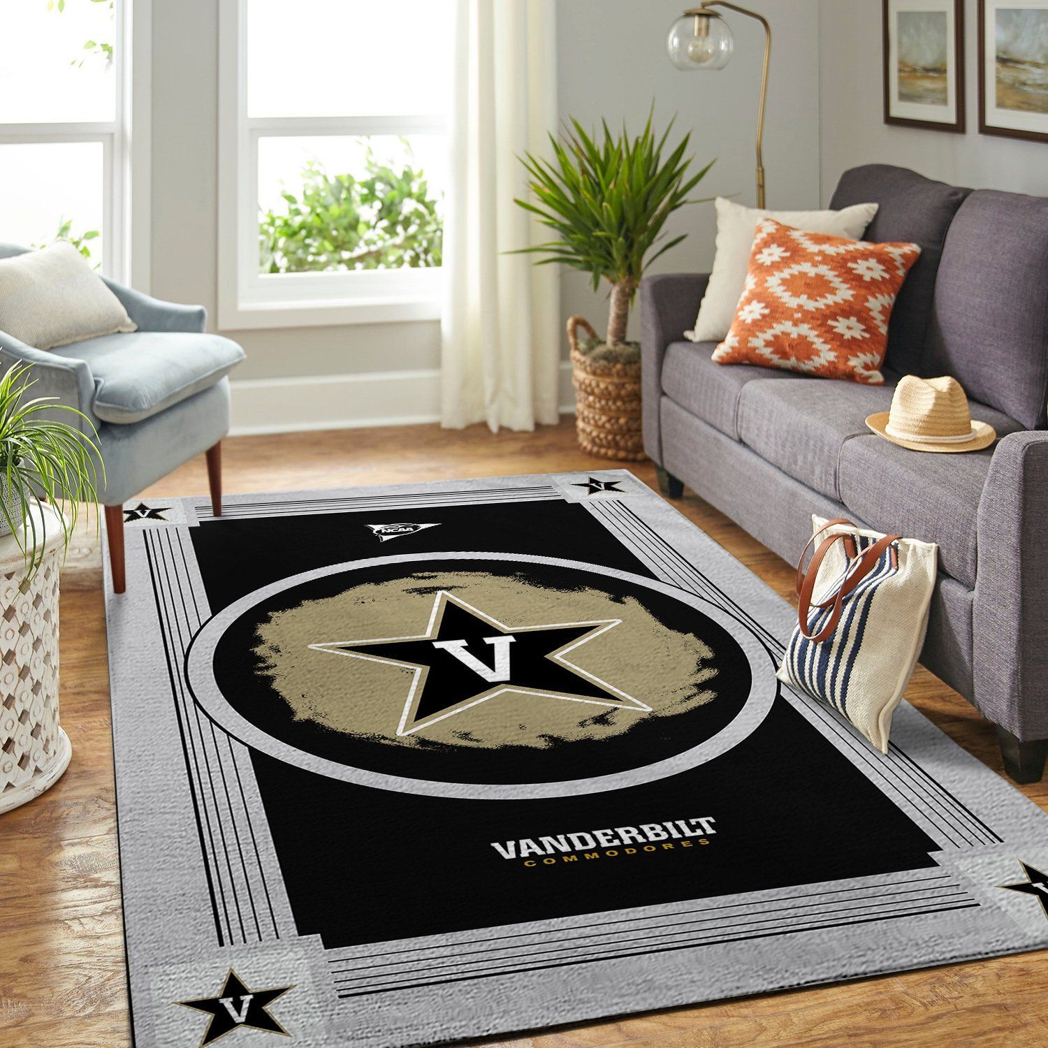 Vanderbilt Commodores Ncaa Team Logo Nice Gift Home Decor Rectangle Area Rug - Indoor Outdoor Rugs 2
