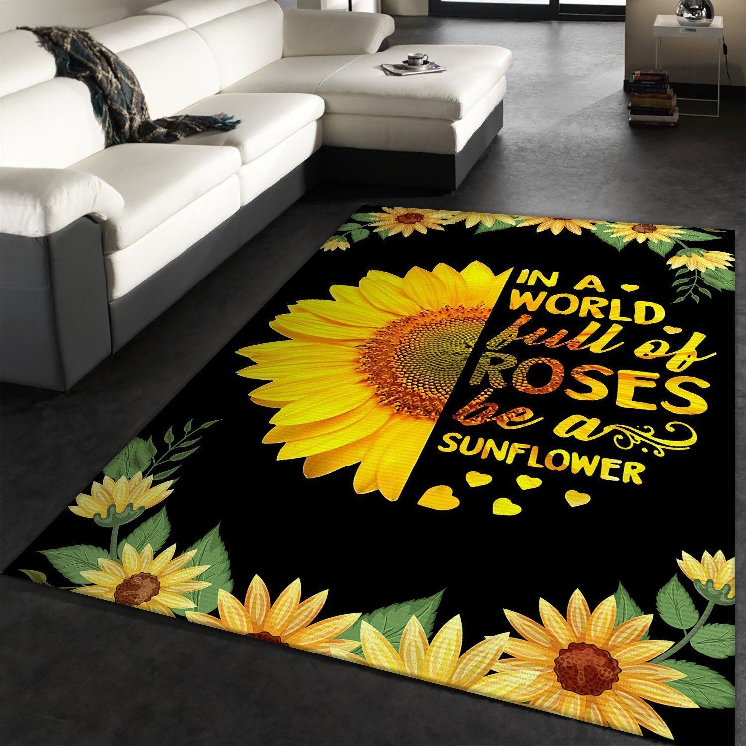 in world full of roses be sunflower hippie life rug Floor Rugs - Indoor Outdoor Rugs 1