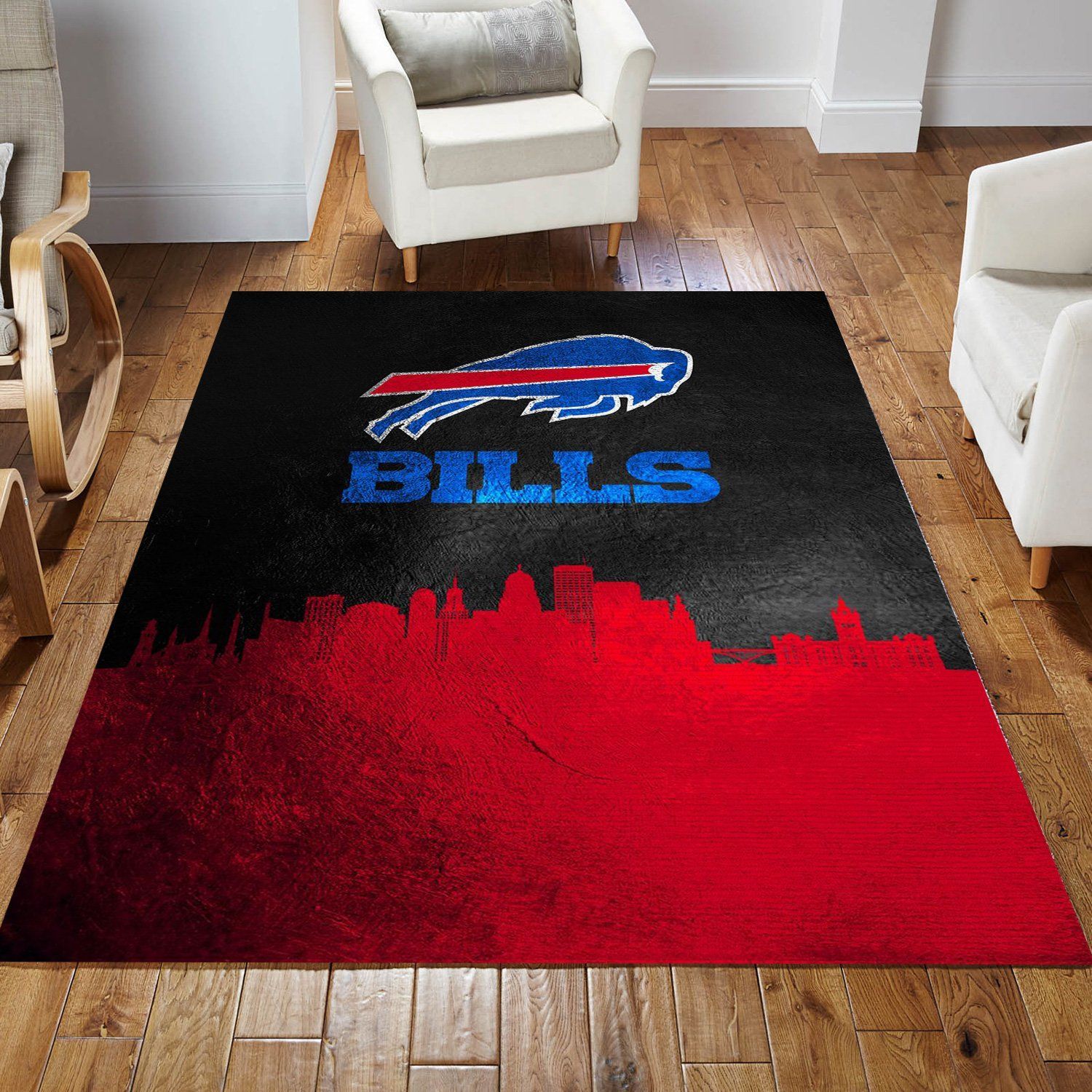 Buffalo Bills Skyline NFL Area Rug Carpet, Living Room Rug, Christmas Gift US Decor - Indoor Outdoor Rugs 3