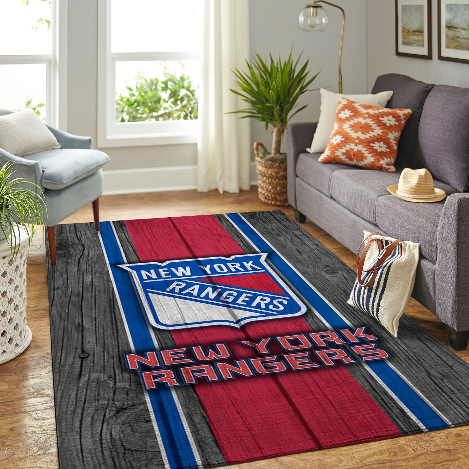 New York Rangers Nhl Team Logo Style Nice Gift Home Decor Rectangle Area Rug - Indoor Outdoor Rugs 2