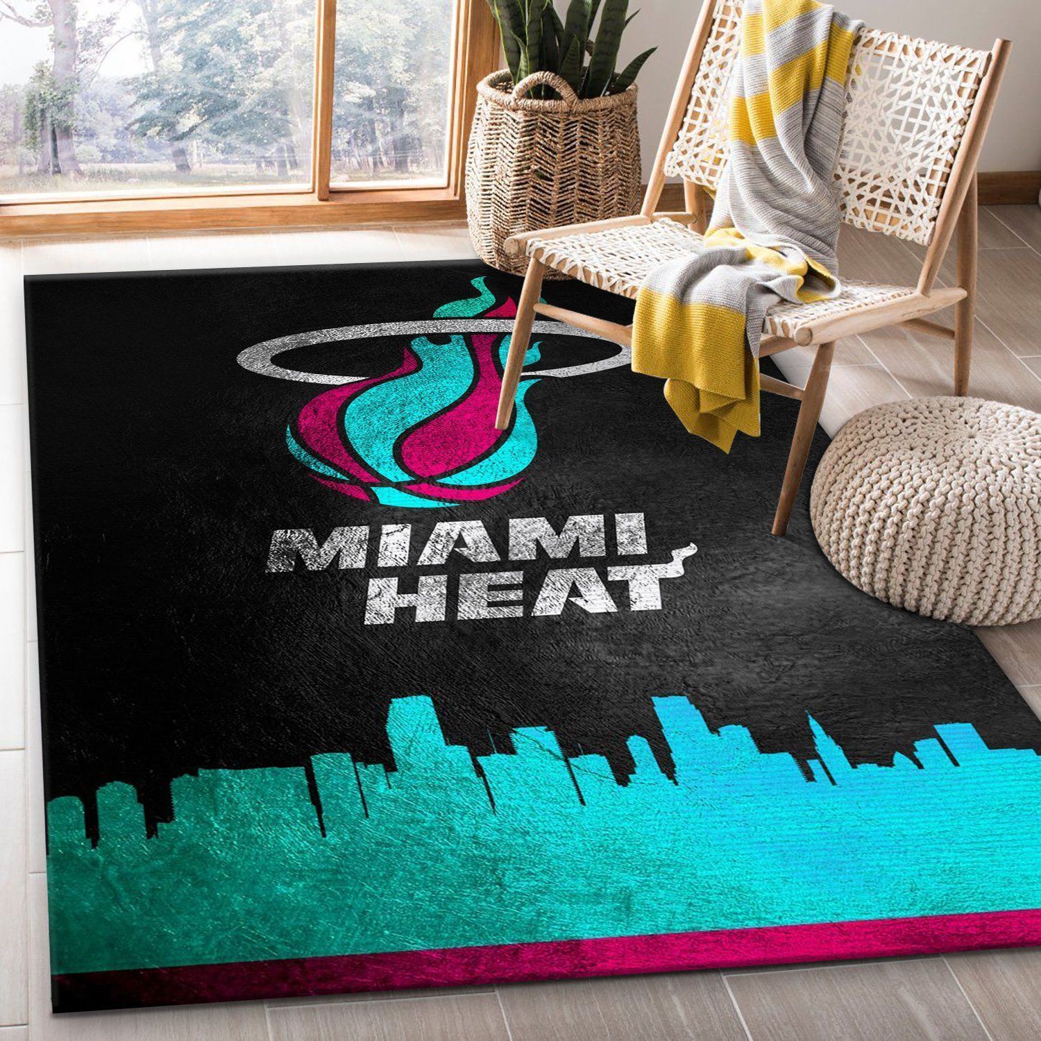 Miami Heat Vice Skyline 2 Area Rug For Christmas, Kitchen Rug, Christmas Gift US Decor – Indoor Outdoor Rugs
