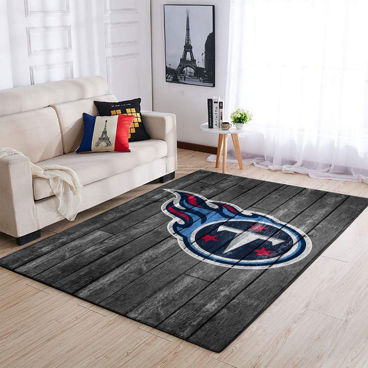 Tennessee Titans Nfl Team Logo Grey Wooden Style Style Nice Gift Home Decor Rectangle Area Rug - Indoor Outdoor Rugs 1