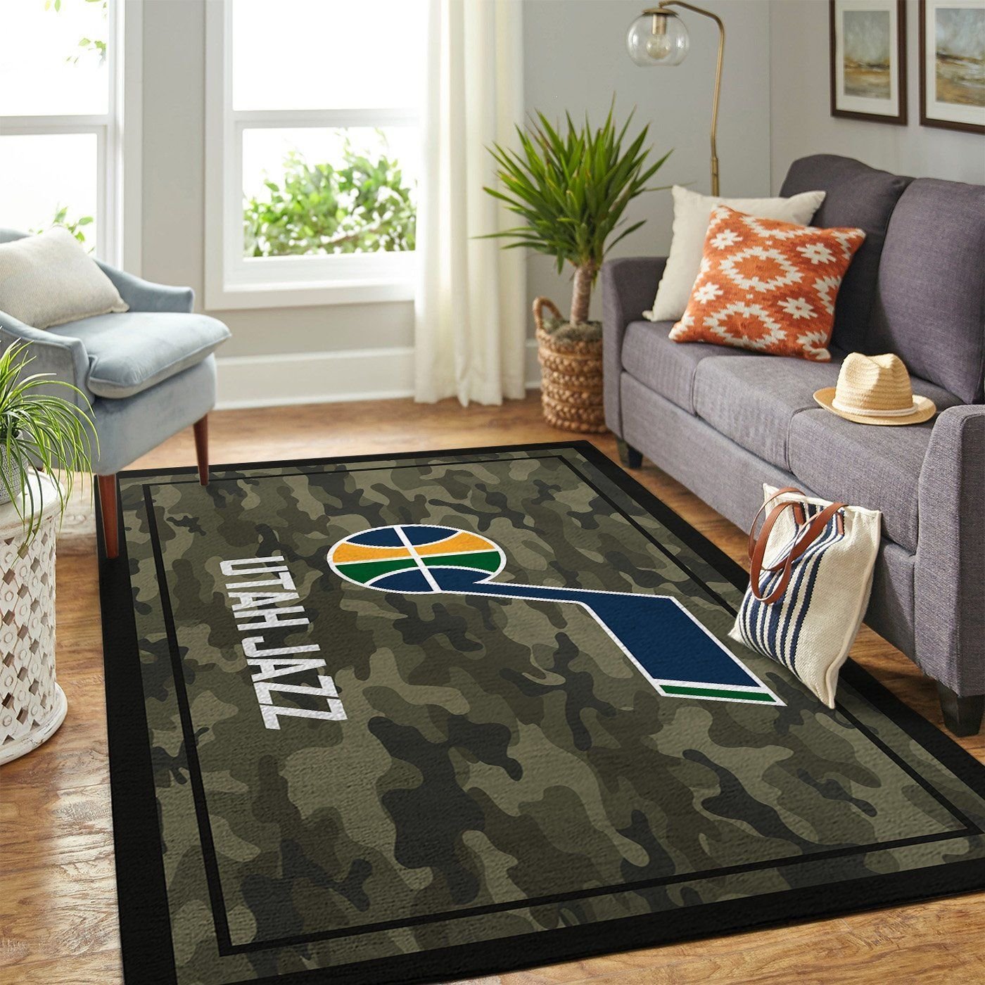 Utah Jazz Nba Team Logo Camo Style Nice Gift Home Decor Area Rug Rugs For Living Room - Indoor Outdoor Rugs 1