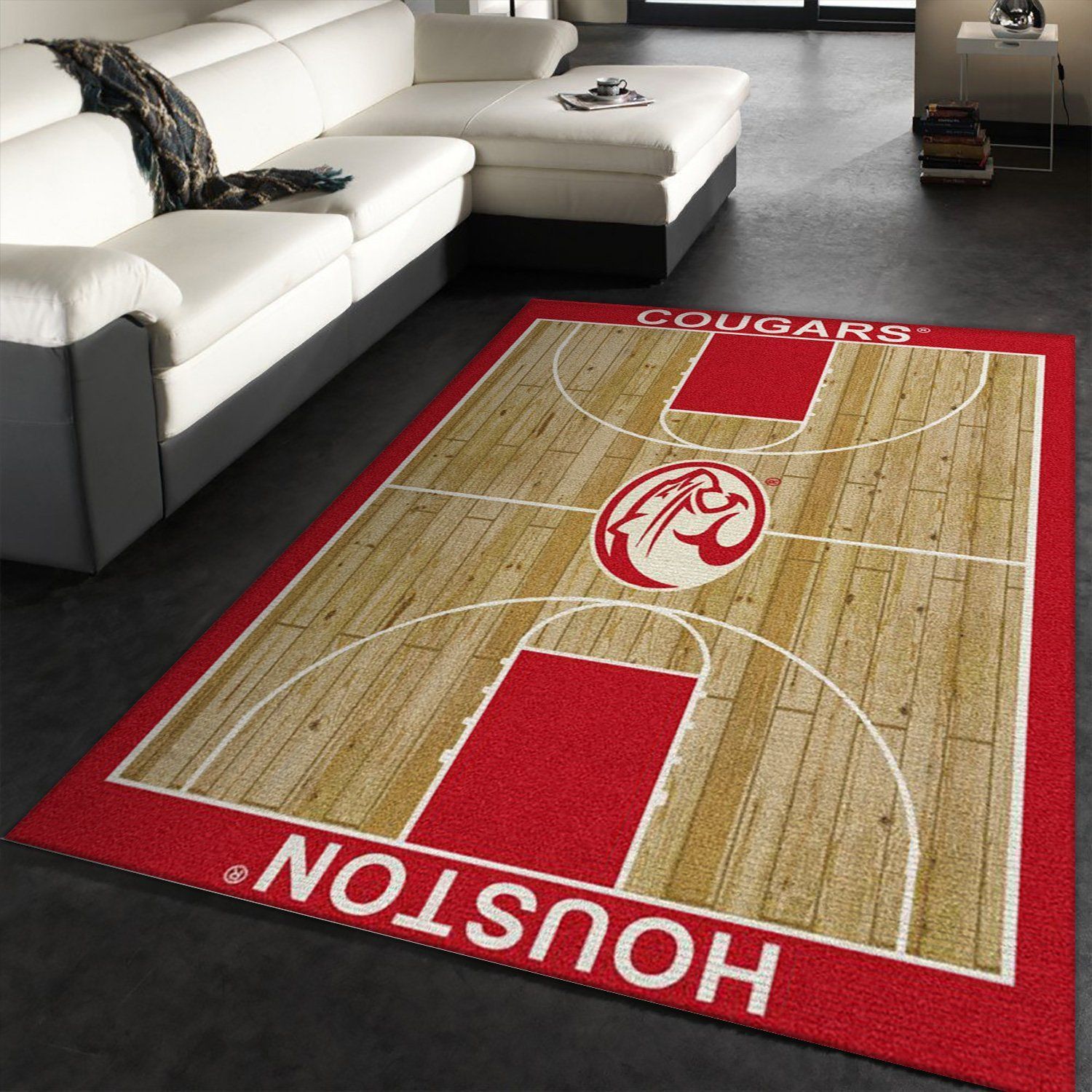College Home Court Houston Basketball Team Logo Area Rug, Bedroom Rug, Home US Decor - Indoor Outdoor Rugs 1