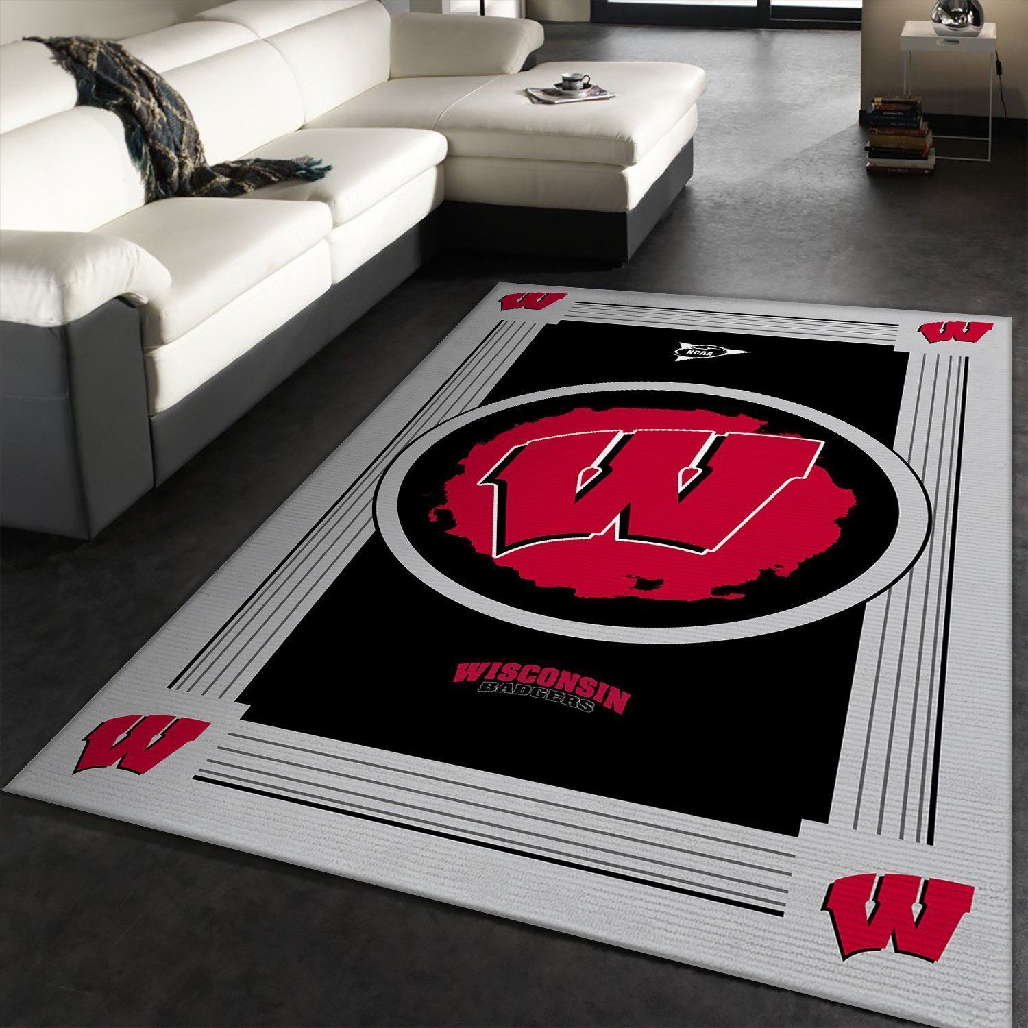 Wisconsin Badgers NCAA Team Logo Nice Gift Home Decor Rectangle Area Rug RER F2O3 - Indoor Outdoor Rugs 1
