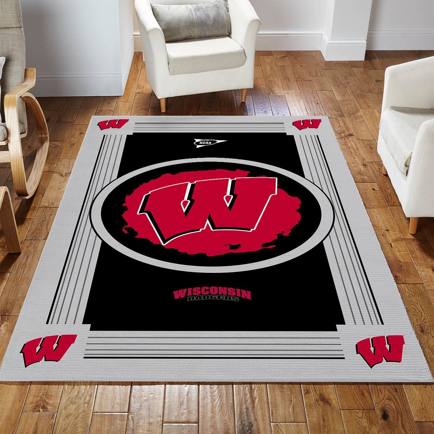Wisconsin Badgers NCAA Team Logo Nice Gift Home Decor Rectangle Area Rug RER F2O3 - Indoor Outdoor Rugs 3