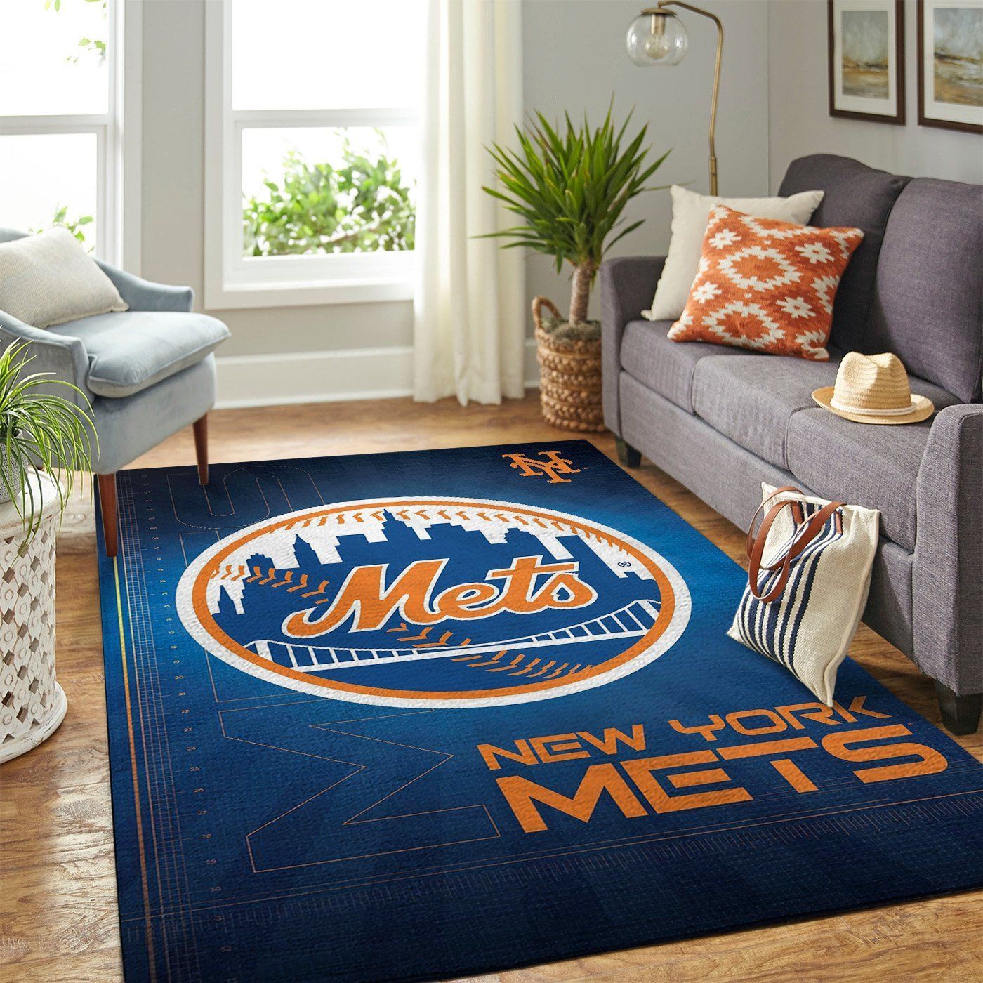New York Mets Mlb Team Logo Style Nice Gift Home Decor Rectangle Area Rug - Indoor Outdoor Rugs 1