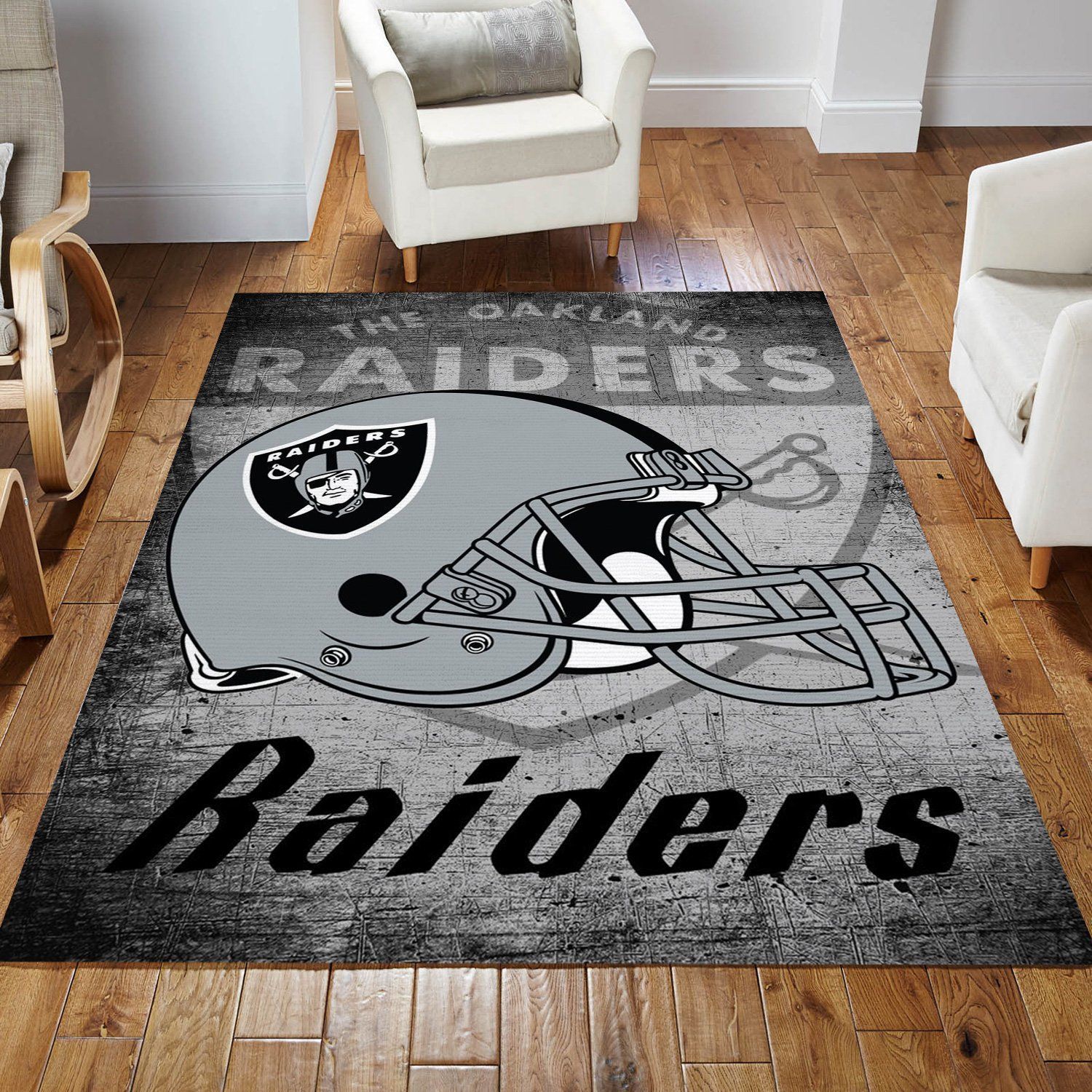 Los Angeles Raiders Retro Nfl Football Team Area Rug For Gift Living Room Rug US Gift Decor - Indoor Outdoor Rugs 2