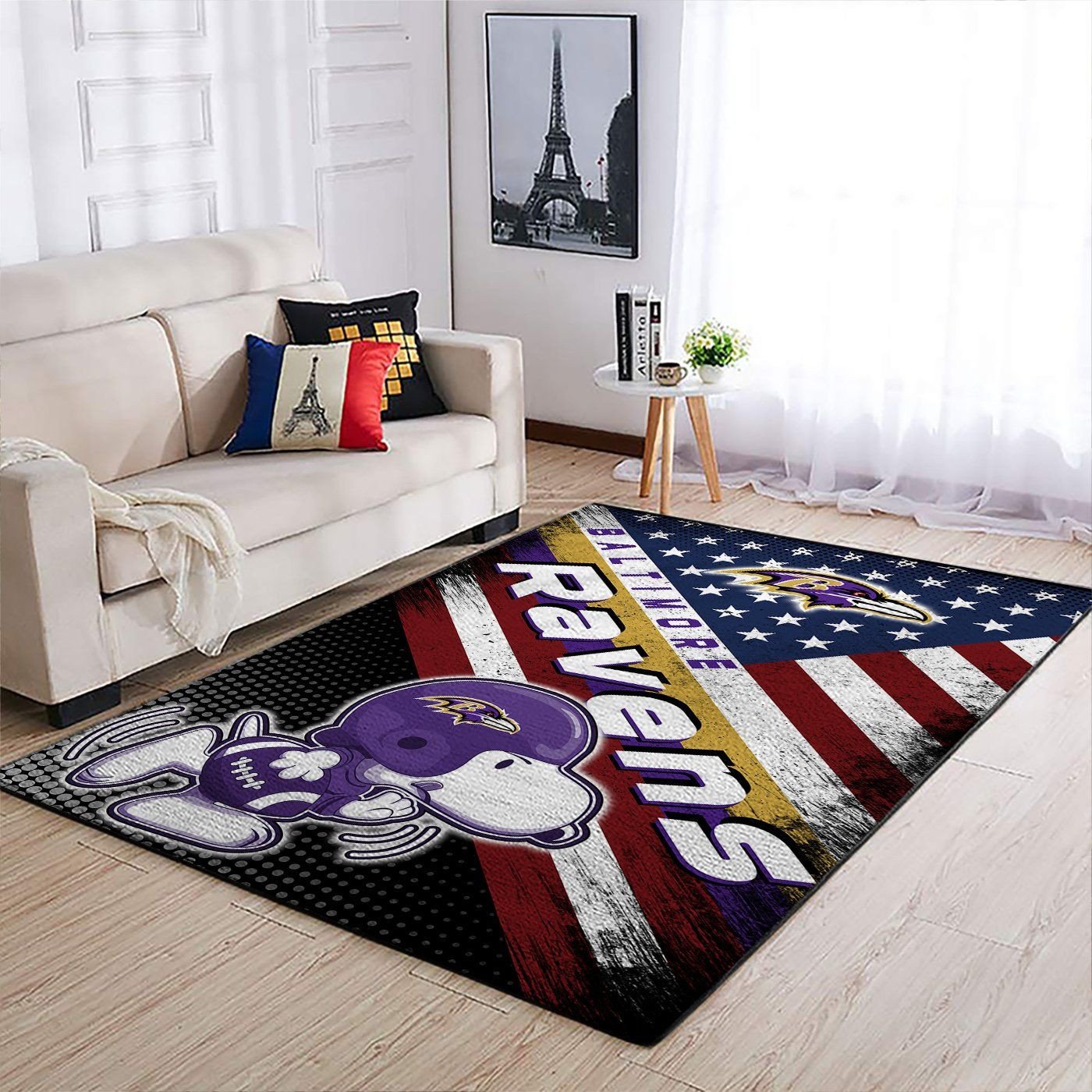 Baltimore Ravens Nfl Team Logo Snoopy Us Style Nice Gift Home Decor Rectangle Area Rug - Indoor Outdoor Rugs 2