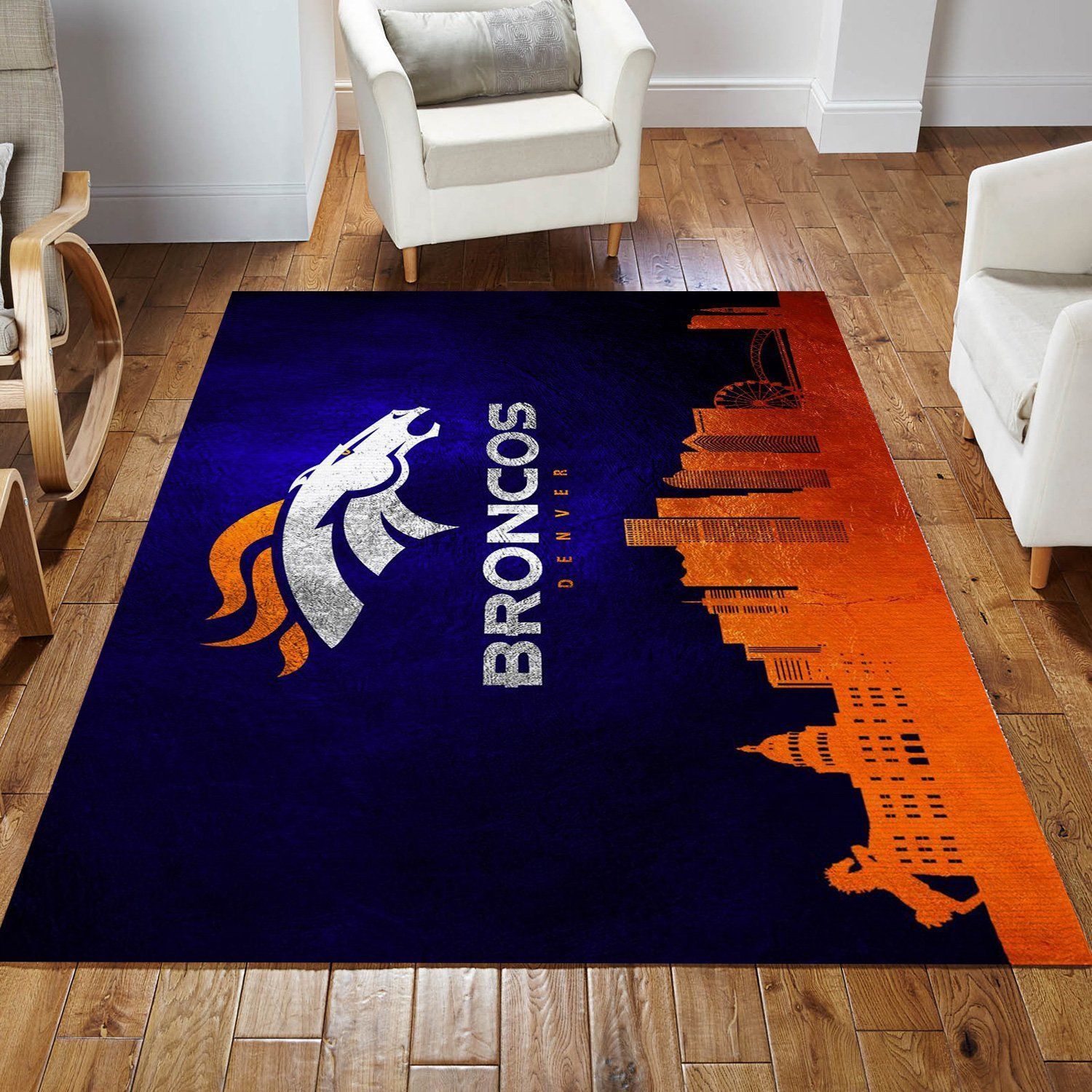 Denver Broncos Skyline NFL Area Rug Carpet, Living room and bedroom Rug, Home Decor Floor Decor - Indoor Outdoor Rugs 3
