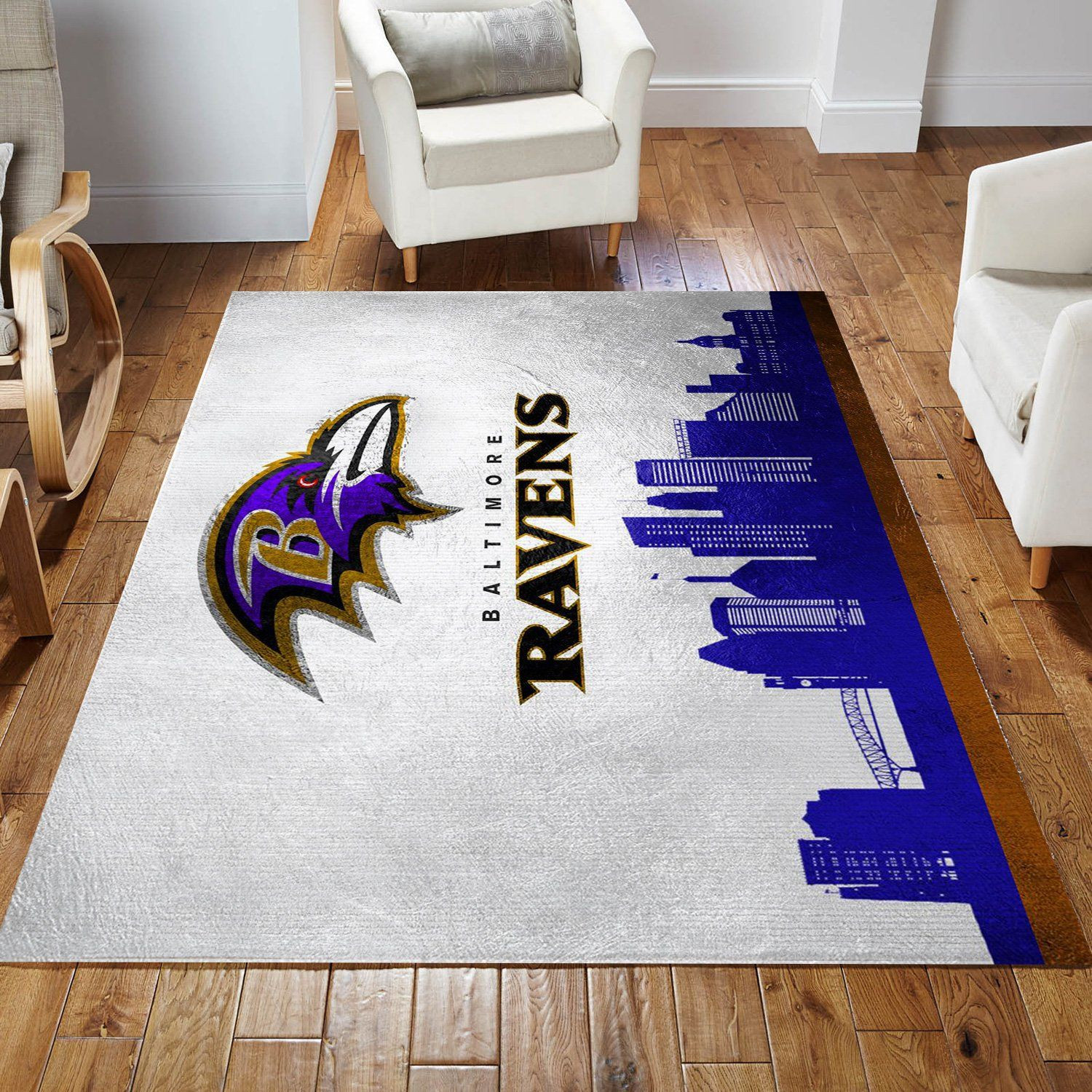 Baltimore Ravens Skyline NFL Area Rug For Christmas, Living Room Rug, Christmas Gift US Decor - Indoor Outdoor Rugs 3