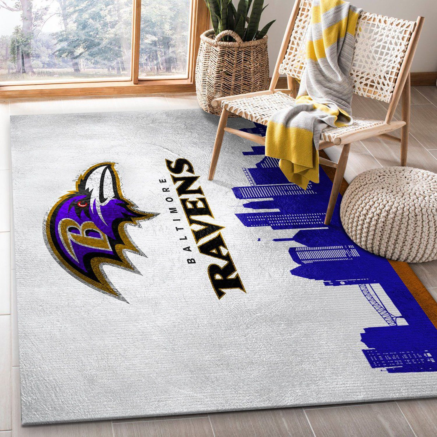 Baltimore Ravens Skyline NFL Area Rug For Christmas, Living Room Rug, Christmas Gift US Decor - Indoor Outdoor Rugs 2