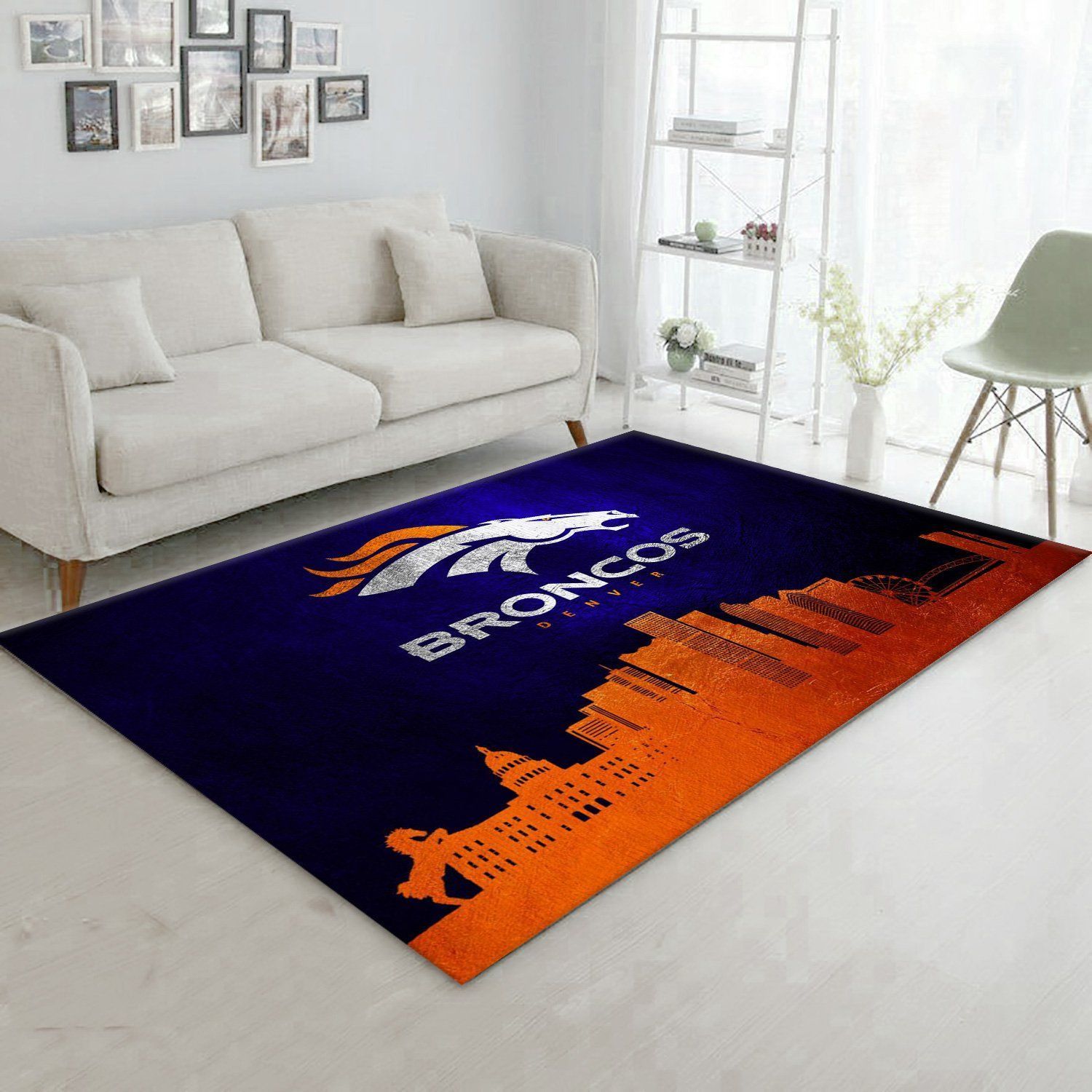 Denver Broncos Skyline NFL Area Rug Carpet, Living room and bedroom Rug, Home Decor Floor Decor - Indoor Outdoor Rugs 2