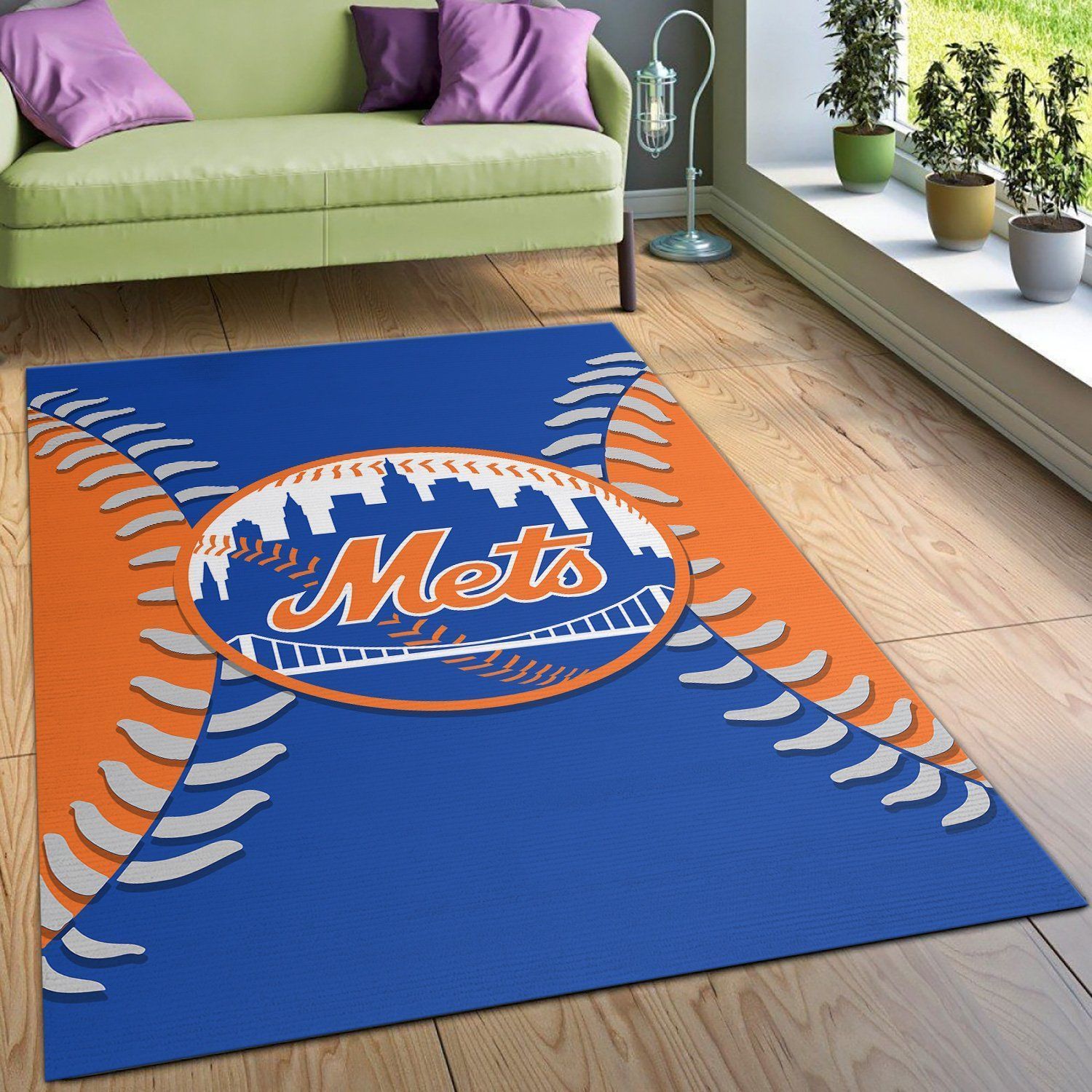 New York Mets MLB Baseball Area Rug Baseball Floor Decor The US Decor - Indoor Outdoor Rugs 3