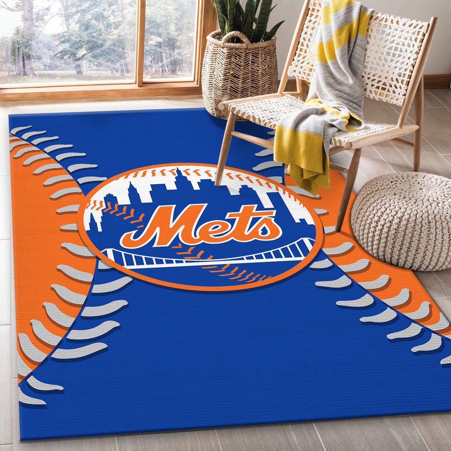 New York Mets MLB Baseball Area Rug Baseball Floor Decor The US Decor - Indoor Outdoor Rugs 2