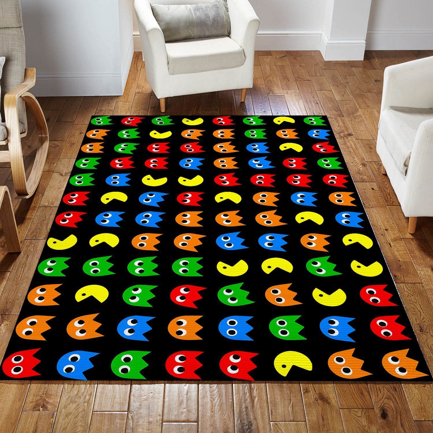 Pacman Pattern Area Rug Carpet Living Room Rugs Floor Decor - Indoor Outdoor Rugs 3