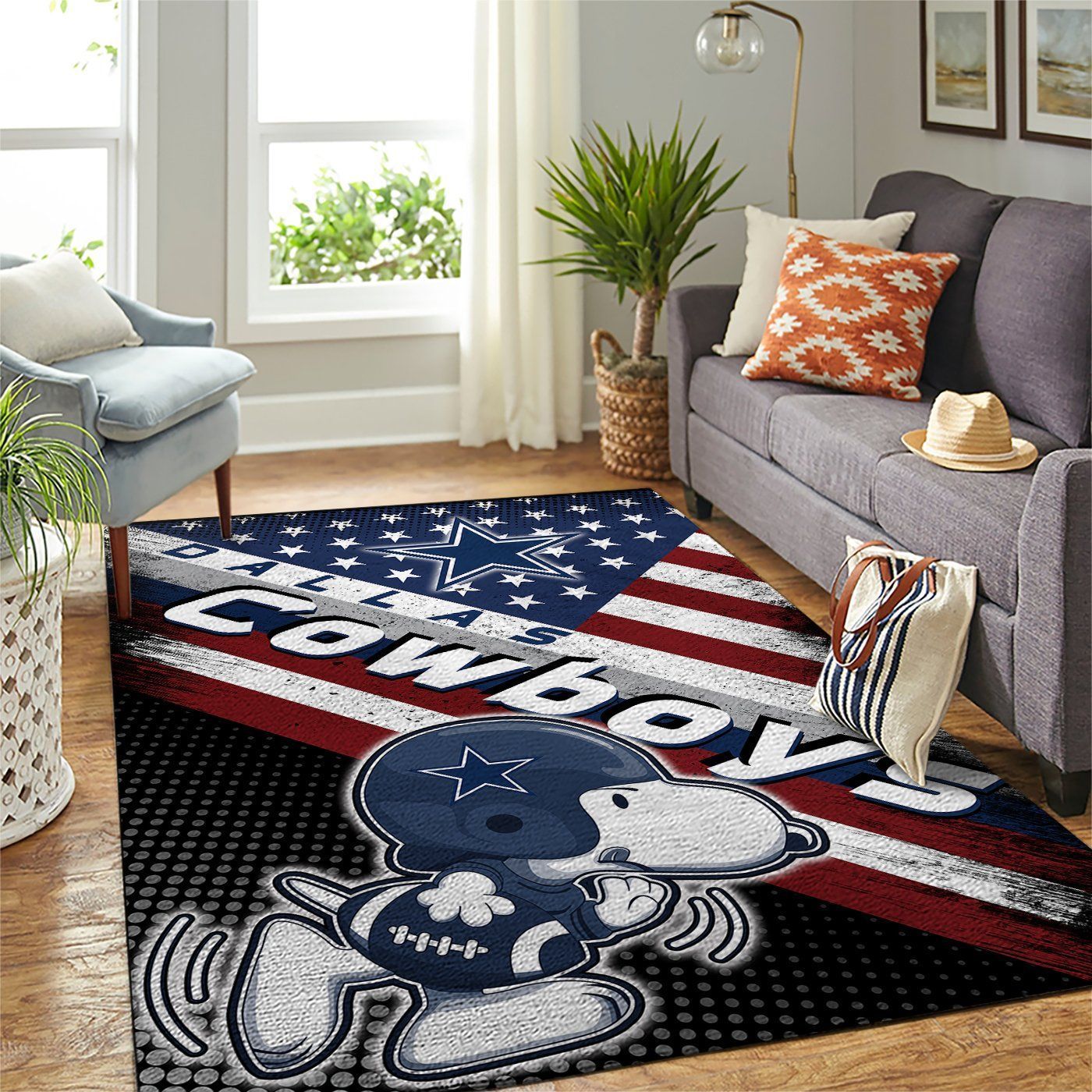 Dallas Cowboys Nfl Team Logo Snoopy Us Style Nice Gift Home Decor Rectangle Area Rug - Indoor Outdoor Rugs 1