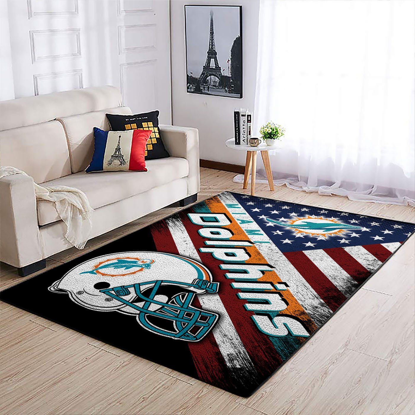 Miami Dolphins Nfl Team Logo American Style Nice Gift Home Decor Rectangle Area Rug - Indoor Outdoor Rugs 2