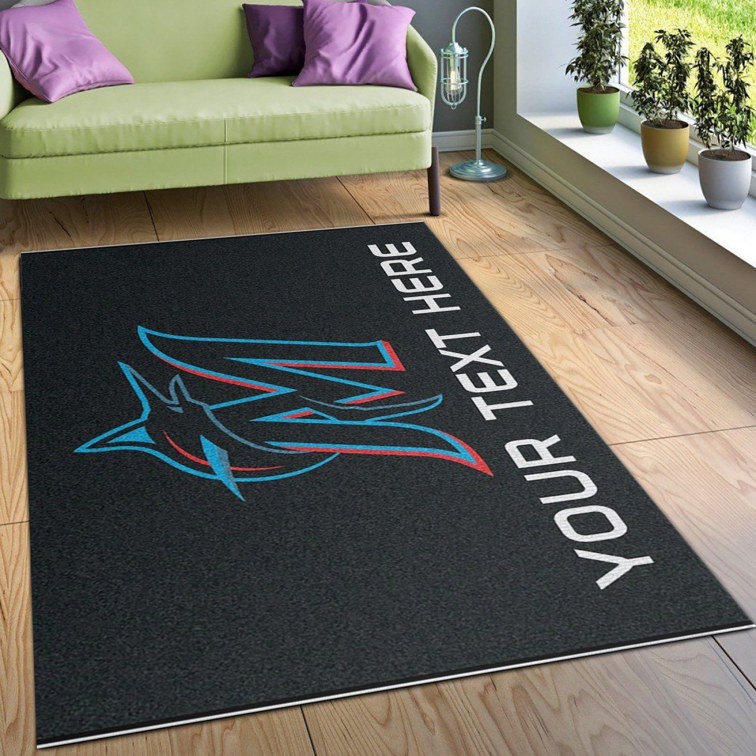 Customizable Miami Marlins Personalized Accent Rug Area Rug Carpet, Living room and bedroom Rug, US Gift Decor - Indoor Outdoor Rugs 3