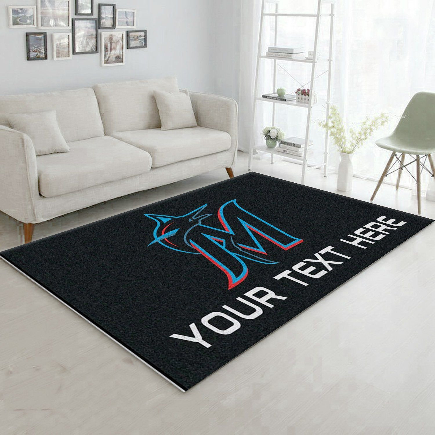 Customizable Miami Marlins Personalized Accent Rug Area Rug Carpet, Living room and bedroom Rug, US Gift Decor - Indoor Outdoor Rugs 2