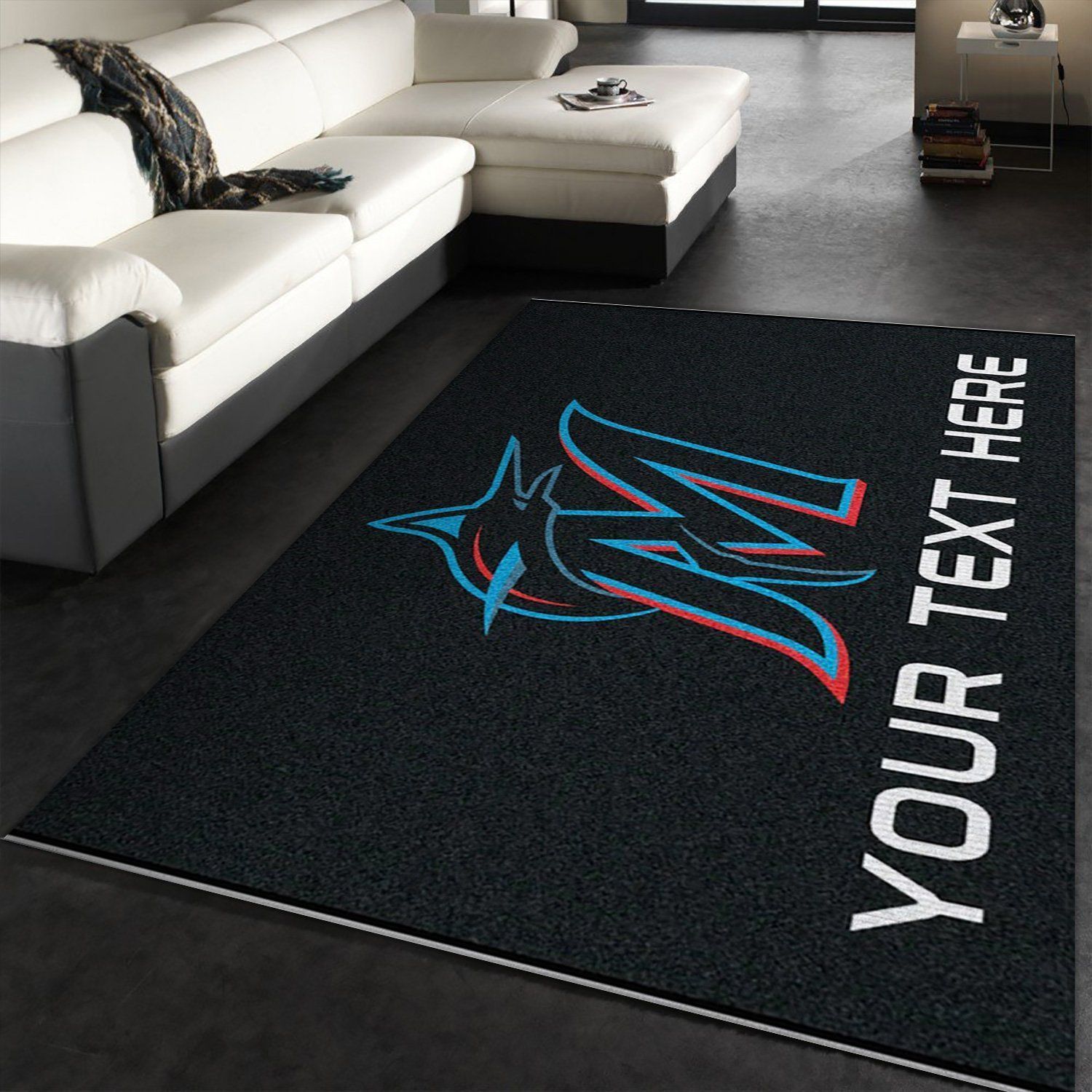Customizable Miami Marlins Personalized Accent Rug Area Rug Carpet, Living room and bedroom Rug, US Gift Decor - Indoor Outdoor Rugs 1