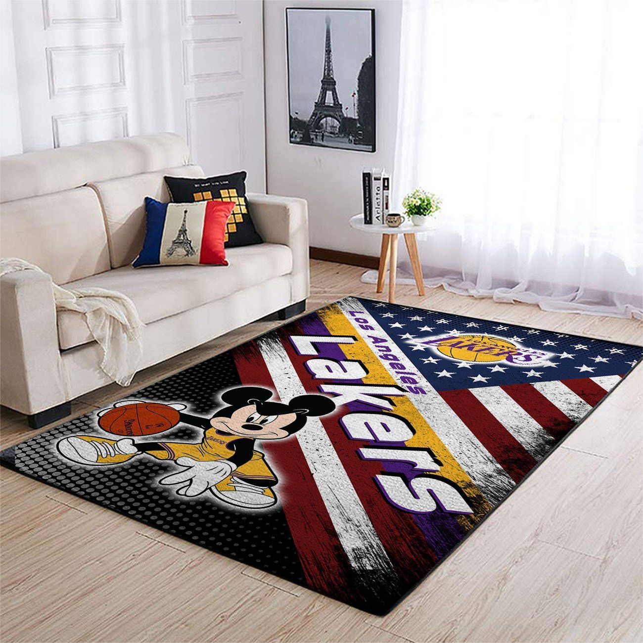 Los Angeles Lakers Nba Team Logo Mickey Us Style Nice Gift Home Decor Rectangle Area Rug - Indoor Outdoor Rugs 1