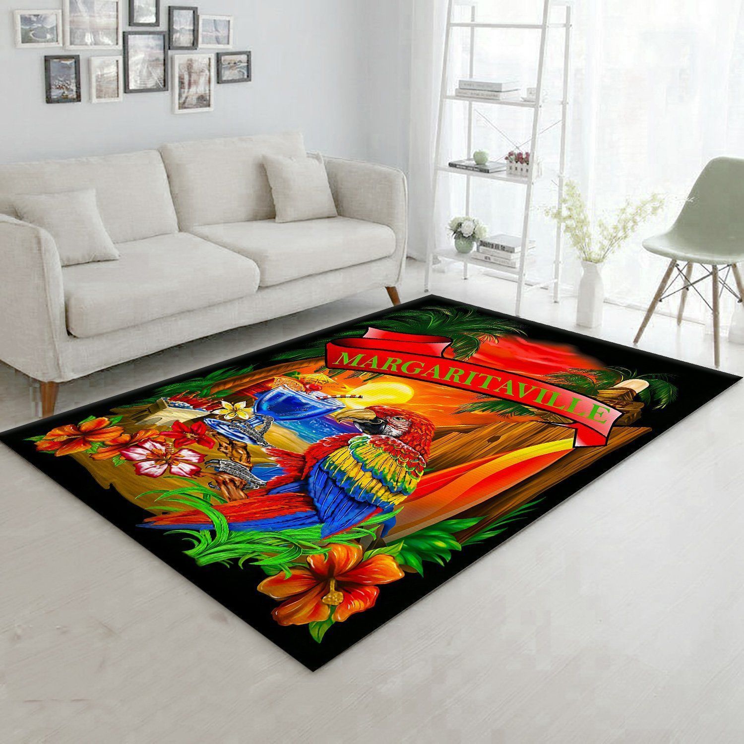 Margaritaville Area Rug Carpets Black Parrot Beach Area Rug Carpets Living Room Rugs Floor Decor - Indoor Outdoor Rugs 1