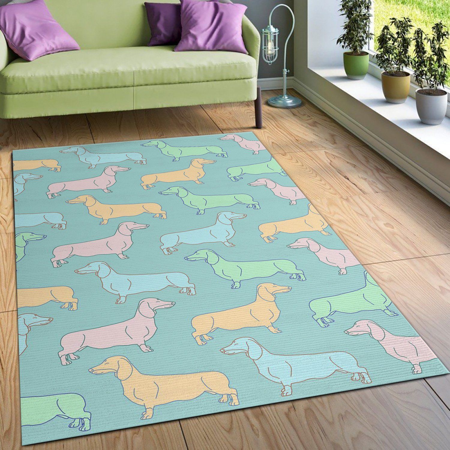 Colorful Dachshund Dogs Area Rug For Christmas, Gift for fans, Christmas Gift US Decor - Indoor Outdoor Rugs 3