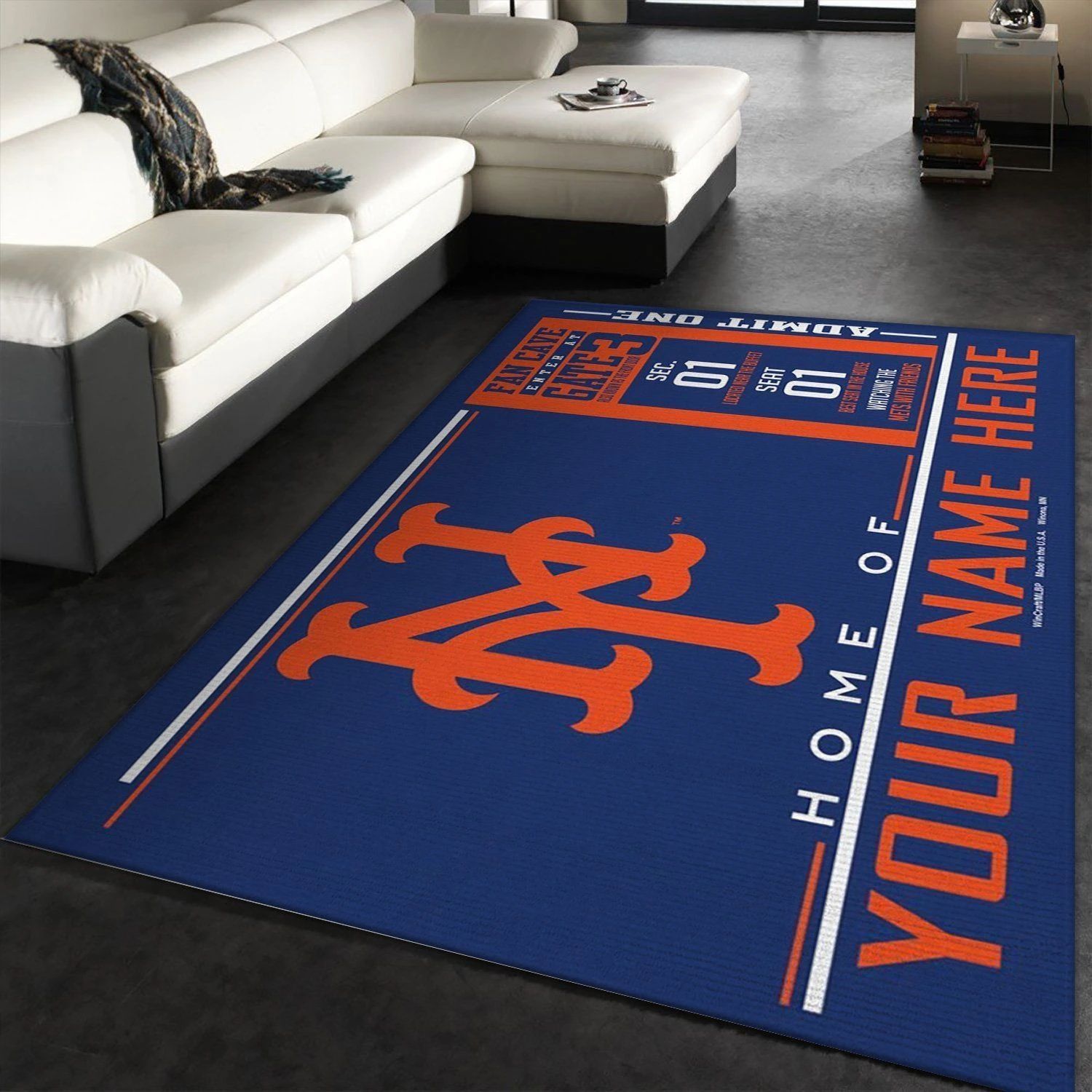 Customizable New York Mets Wincraft Personalized MLB Team Logos, Bedroom, Home US Decor - Indoor Outdoor Rugs 1