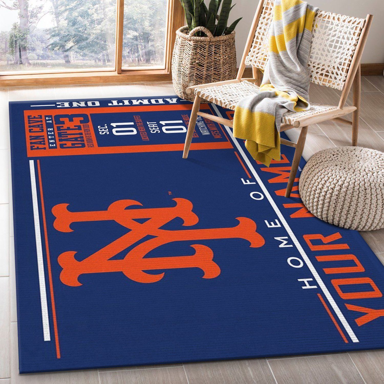 Customizable New York Mets Wincraft Personalized MLB Team Logos, Bedroom, Home US Decor - Indoor Outdoor Rugs 2