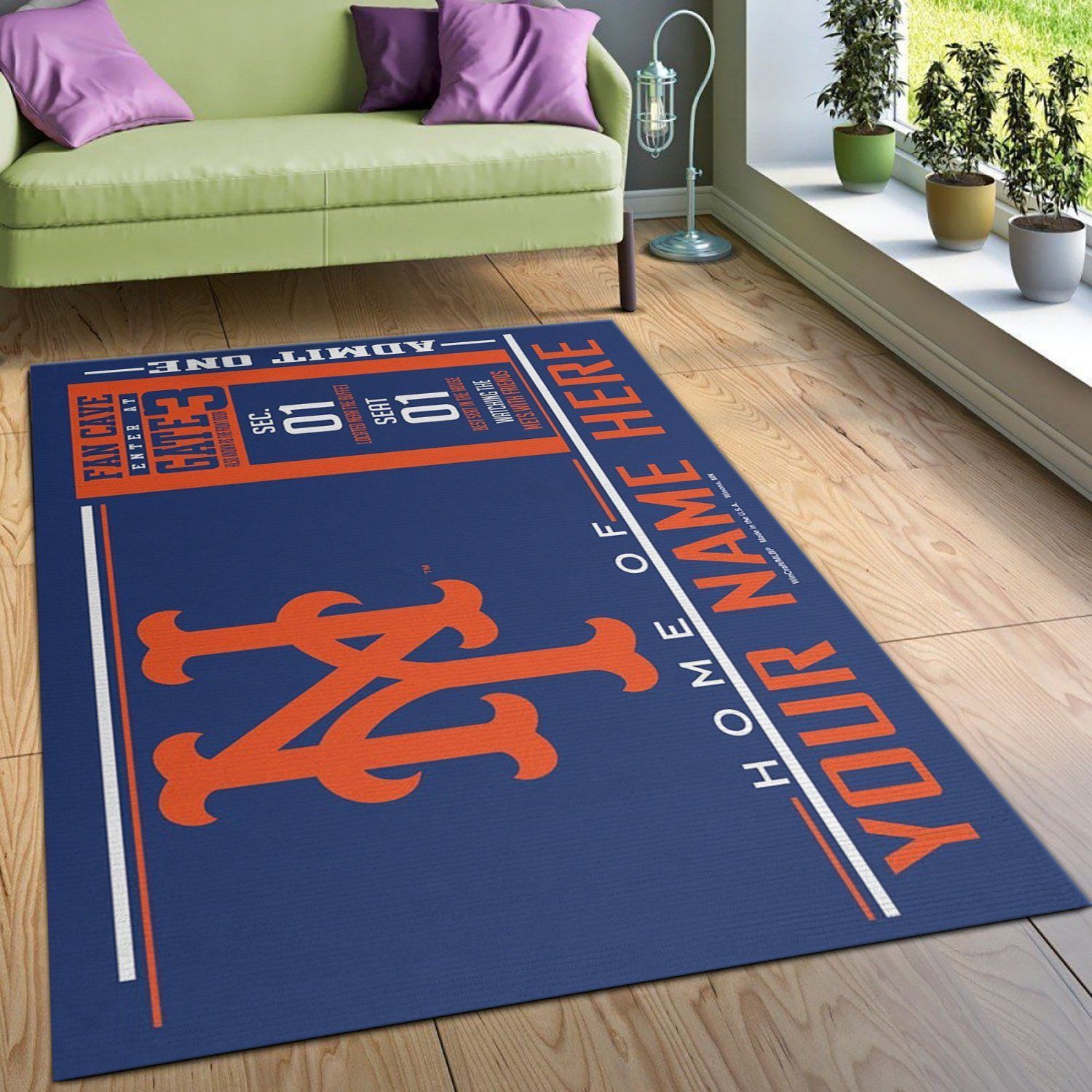 Customizable New York Mets Wincraft Personalized MLB Team Logos, Bedroom, Home US Decor - Indoor Outdoor Rugs 3