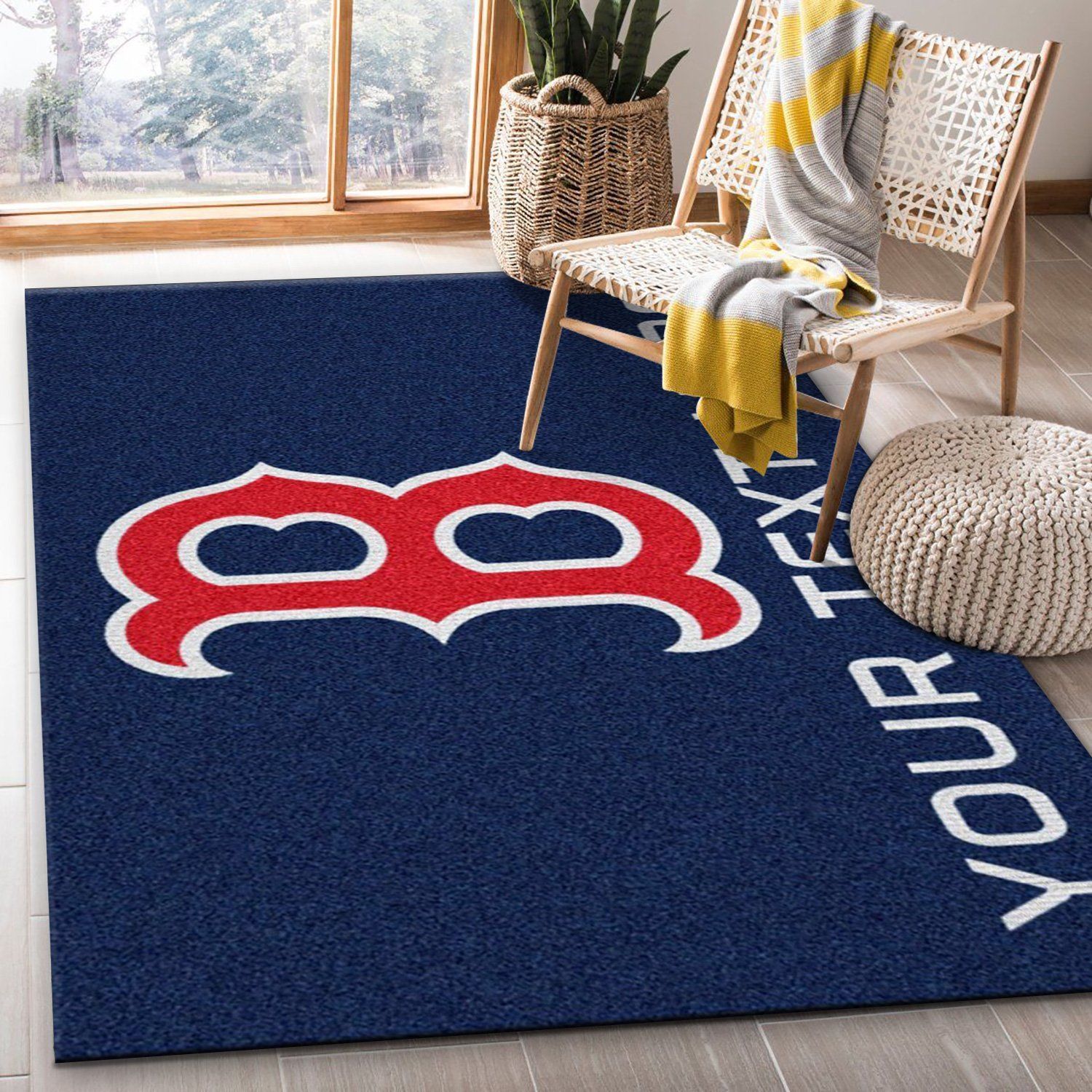 Customizable Boston Red Sox Personalized Accent Rug MLB Team Logos, Living room and bedroom Rug, US Gift Decor - Indoor Outdoor Rugs 1