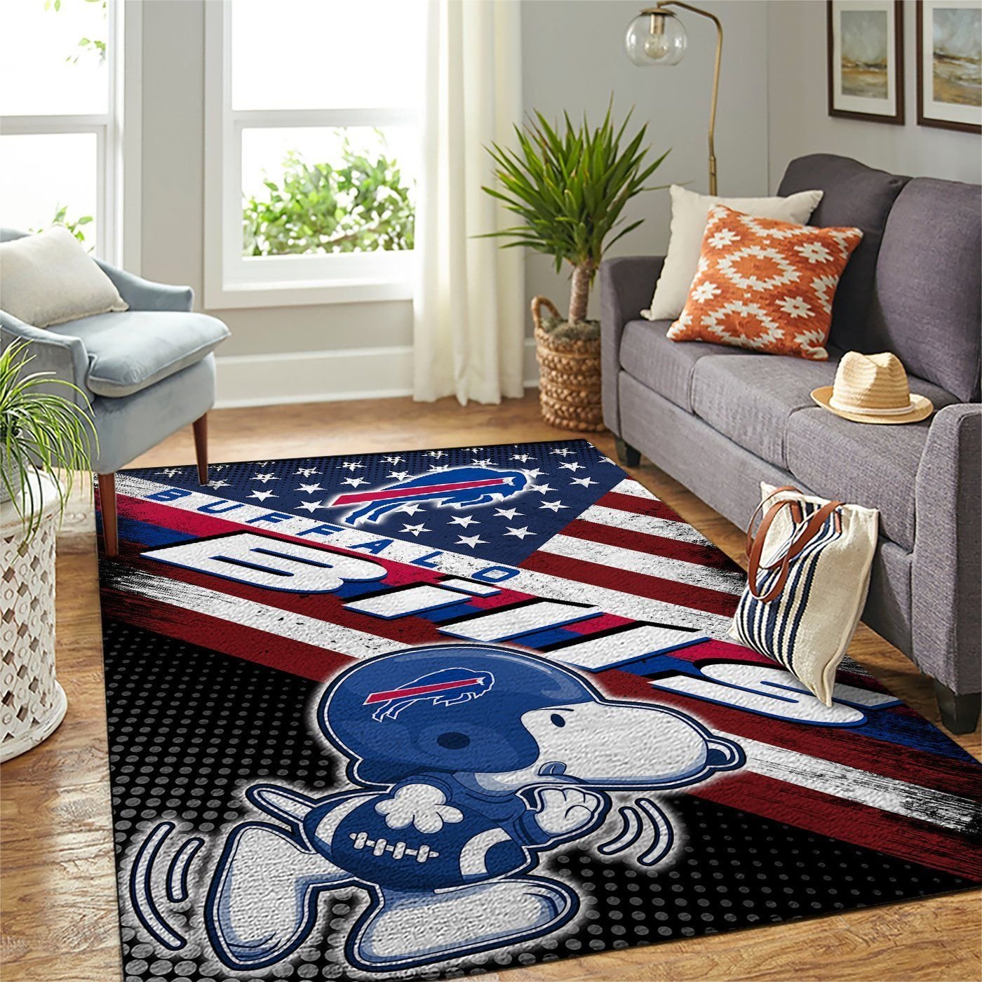 Buffalo Bills Nfl Team Logo Snoopy Us Style Nice Gift Home Decor Rectangle Area Rug - Indoor Outdoor Rugs 1