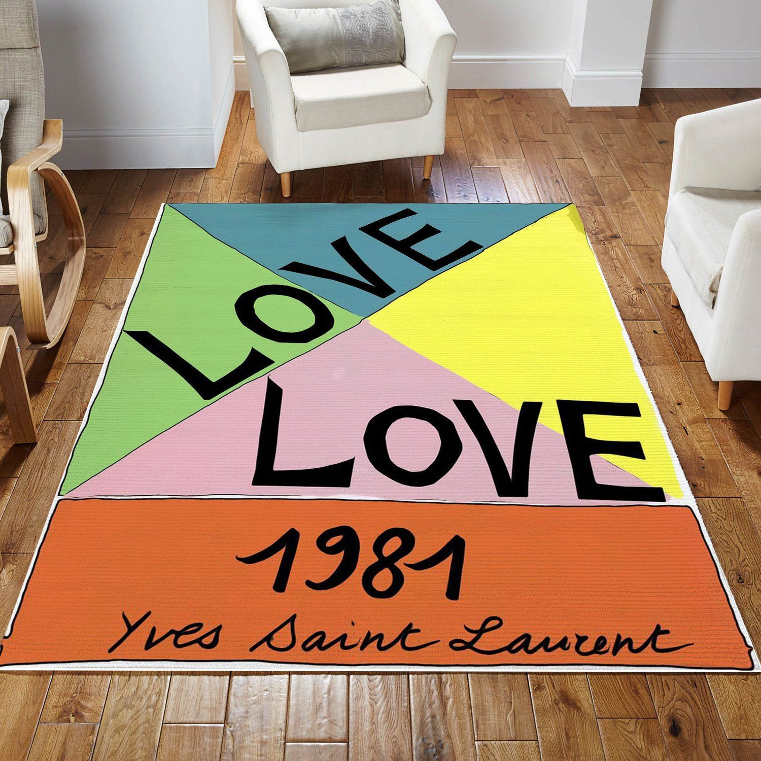 Ysl Vintage Love Poster Area Rugs Living Room Rug Christmas Gift US Decor - Indoor Outdoor Rugs 3