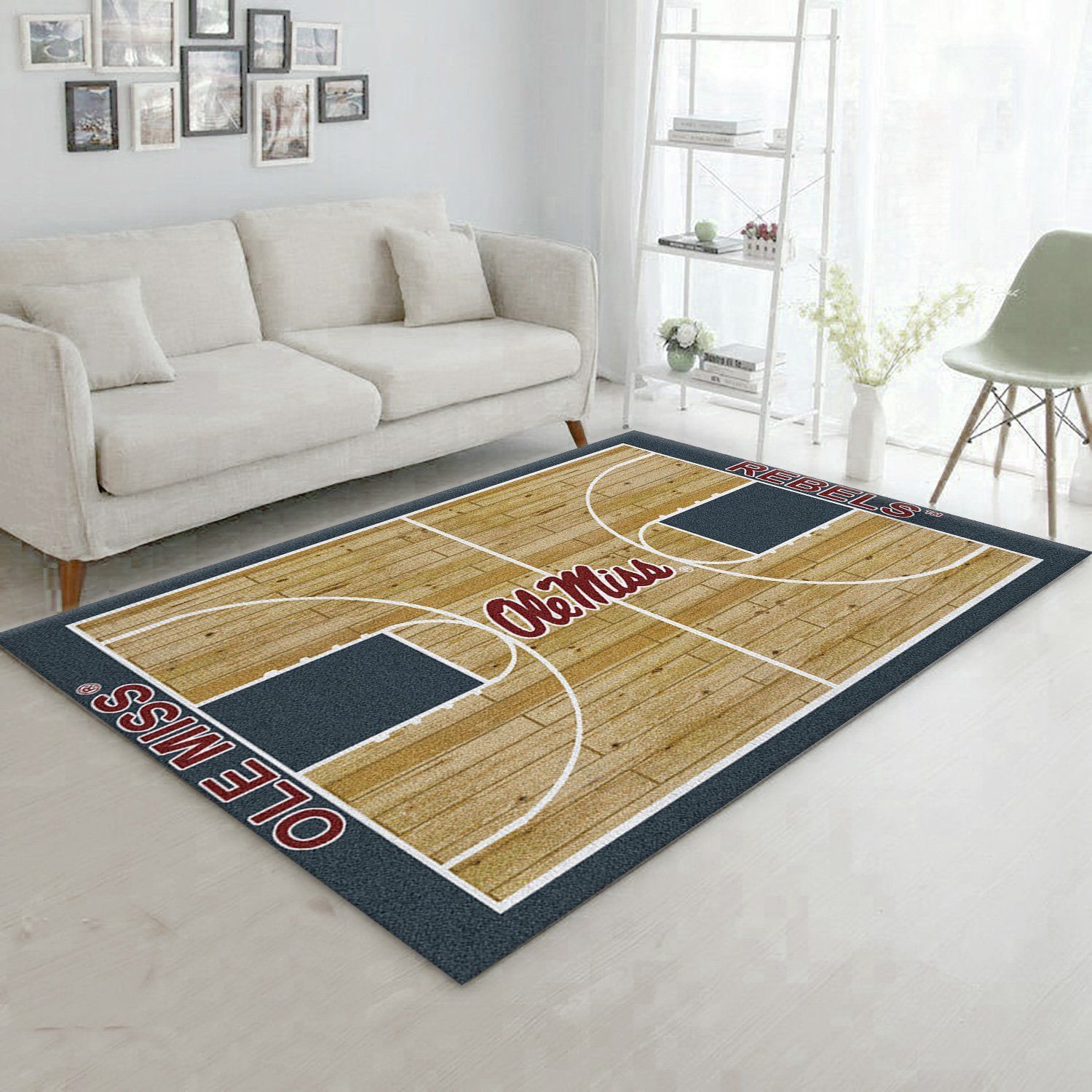 College Home Court Mississippi Basketball Team Logo Area Rug, Bedroom Rug, Christmas Gift US Decor - Indoor Outdoor Rugs 3