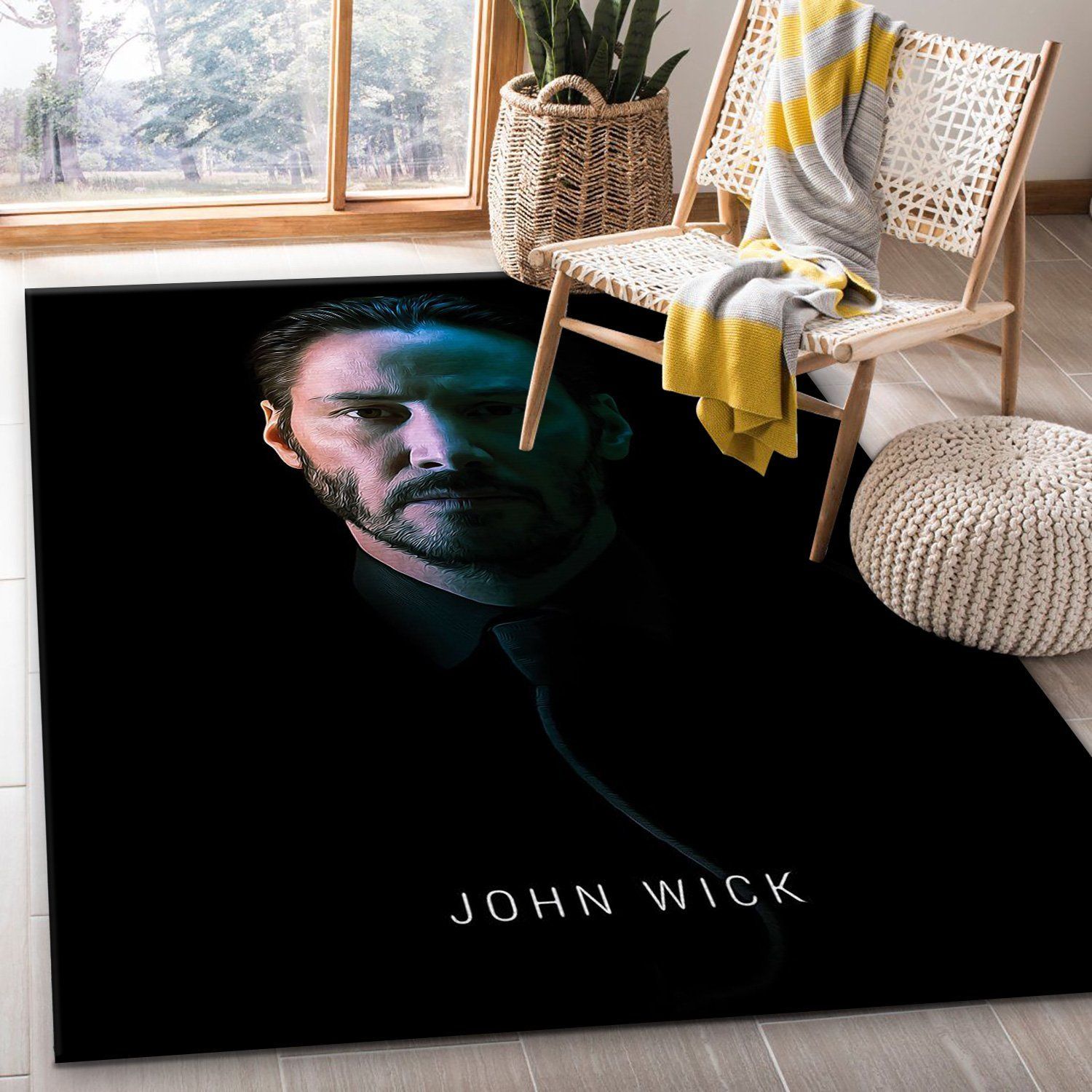 John Wick Area Rug Art Painting Movie Rugs Family Gift US Decor - Indoor Outdoor Rugs 2