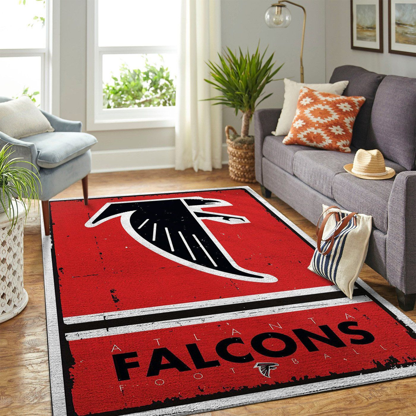 Atlanta Falcons Nfl Team Logo Retro Style Nice Gift Home Decor Rectangle Area Rug - Indoor Outdoor Rugs 2