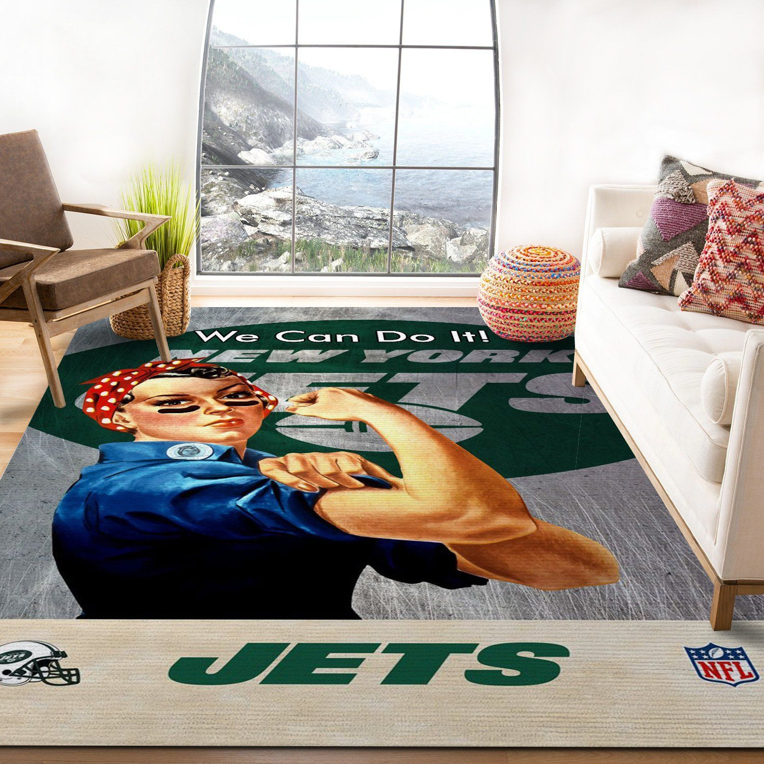 New York Jets Nfl Team Logo Rug Bedroom Rug US Gift Decor - Indoor Outdoor Rugs 3
