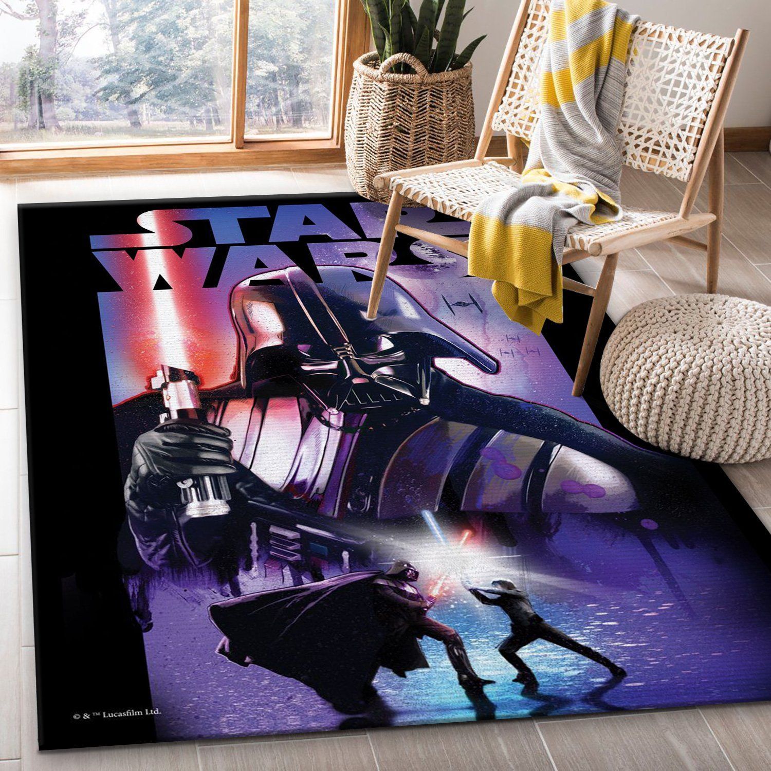 Darth Vader Area Rug, Dark Side vs Light Side, Family Gift US Decor - Indoor Outdoor Rugs 2
