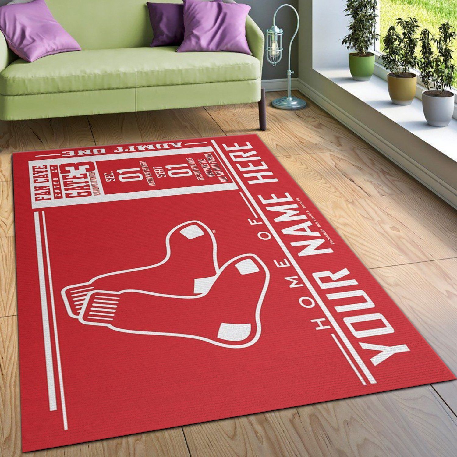 Customizable Boston Red Sox Wincraft Personalized MLB Area Rug For Christmas, Living Room Rug, Home US Decor - Indoor Outdoor Rugs 3