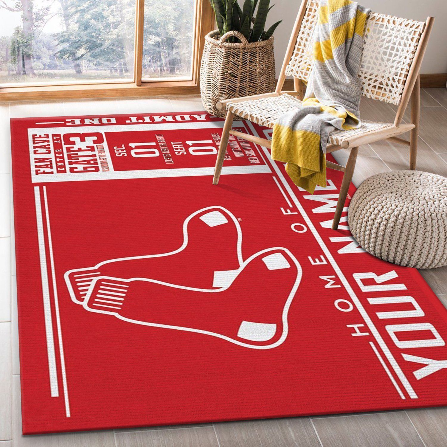 Customizable Boston Red Sox Wincraft Personalized MLB Area Rug For Christmas, Living Room Rug, Home US Decor - Indoor Outdoor Rugs 2