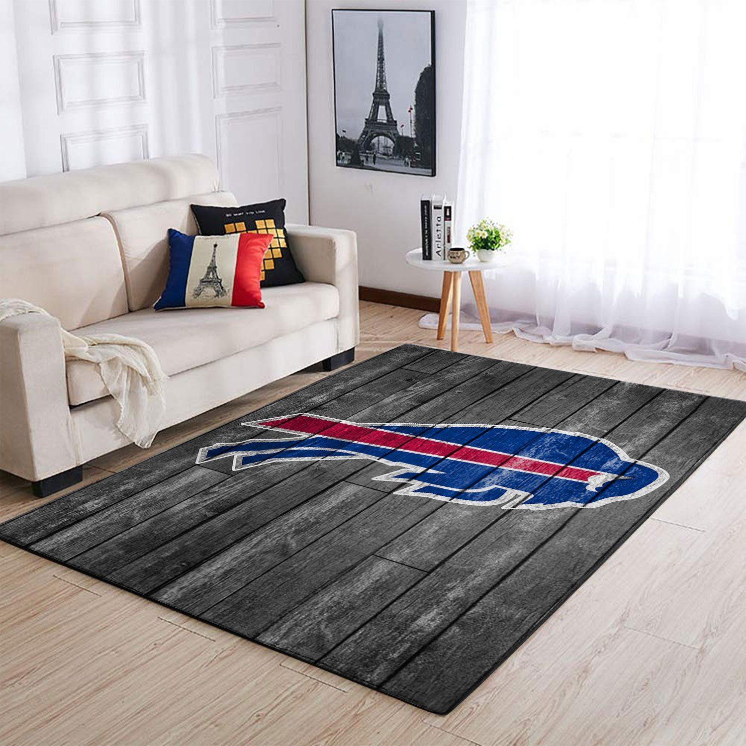 Buffalo Bills Nfl Team Logo Grey Wooden Style Style Nice Gift Home Decor Rectangle Area Rug - Indoor Outdoor Rugs 1