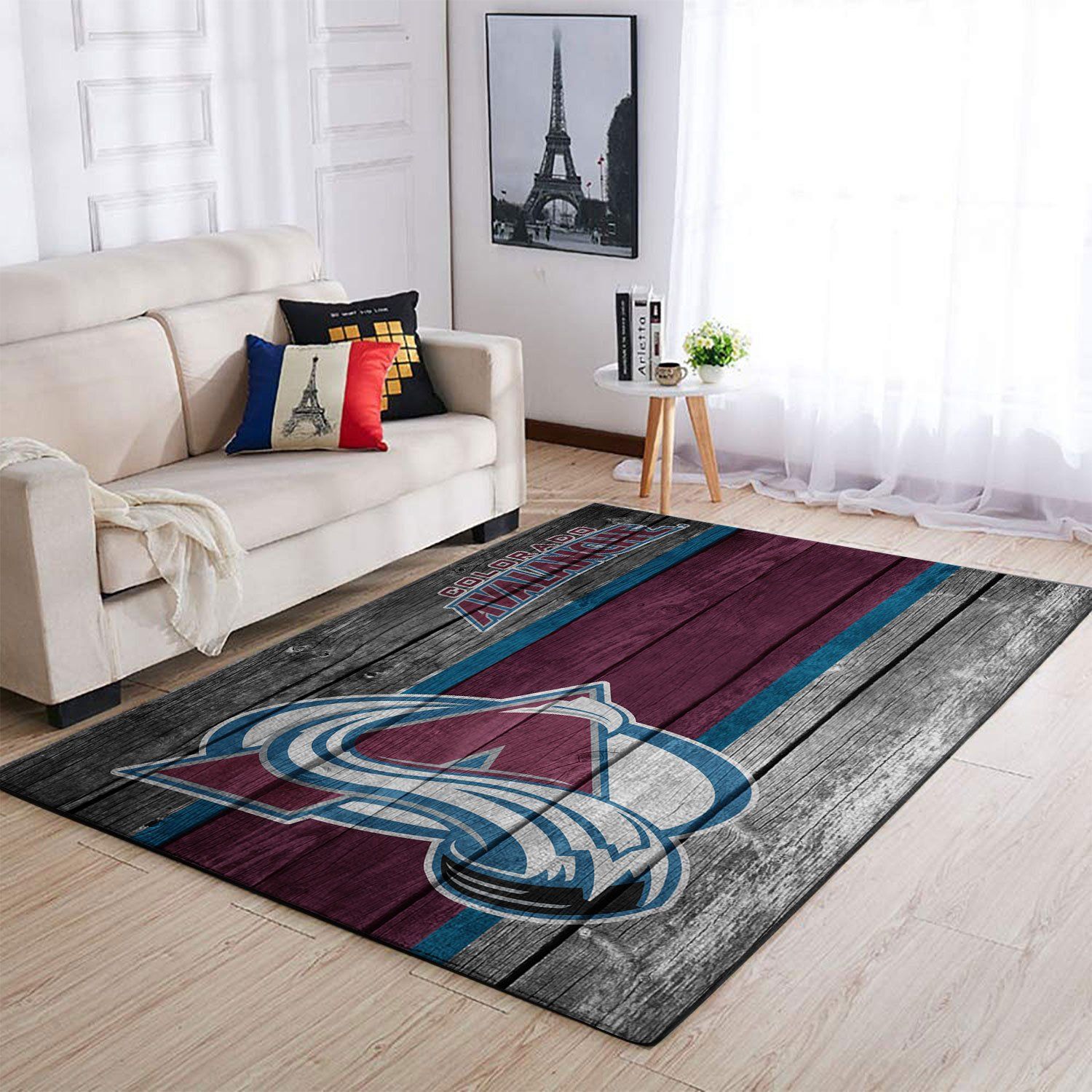 Colorado Avalanche Nhl Team Logo Wooden Style Nice Gift Home Decor Rectangle Area Rug - Indoor Outdoor Rugs 2