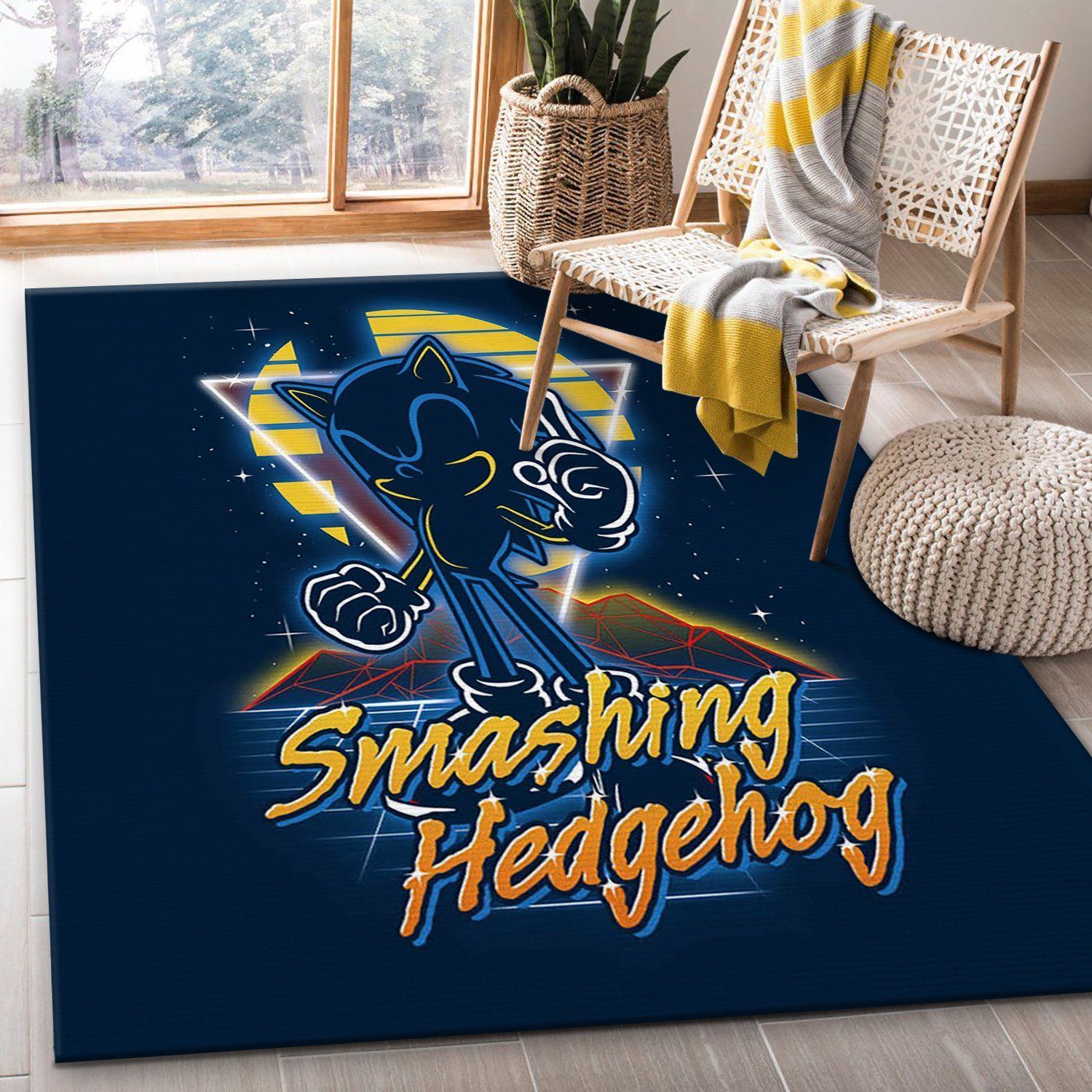 Retro Smashing Hedgehog Area Rug Carpet, Kitchen Rug, Floor Decor - Indoor Outdoor Rugs 1