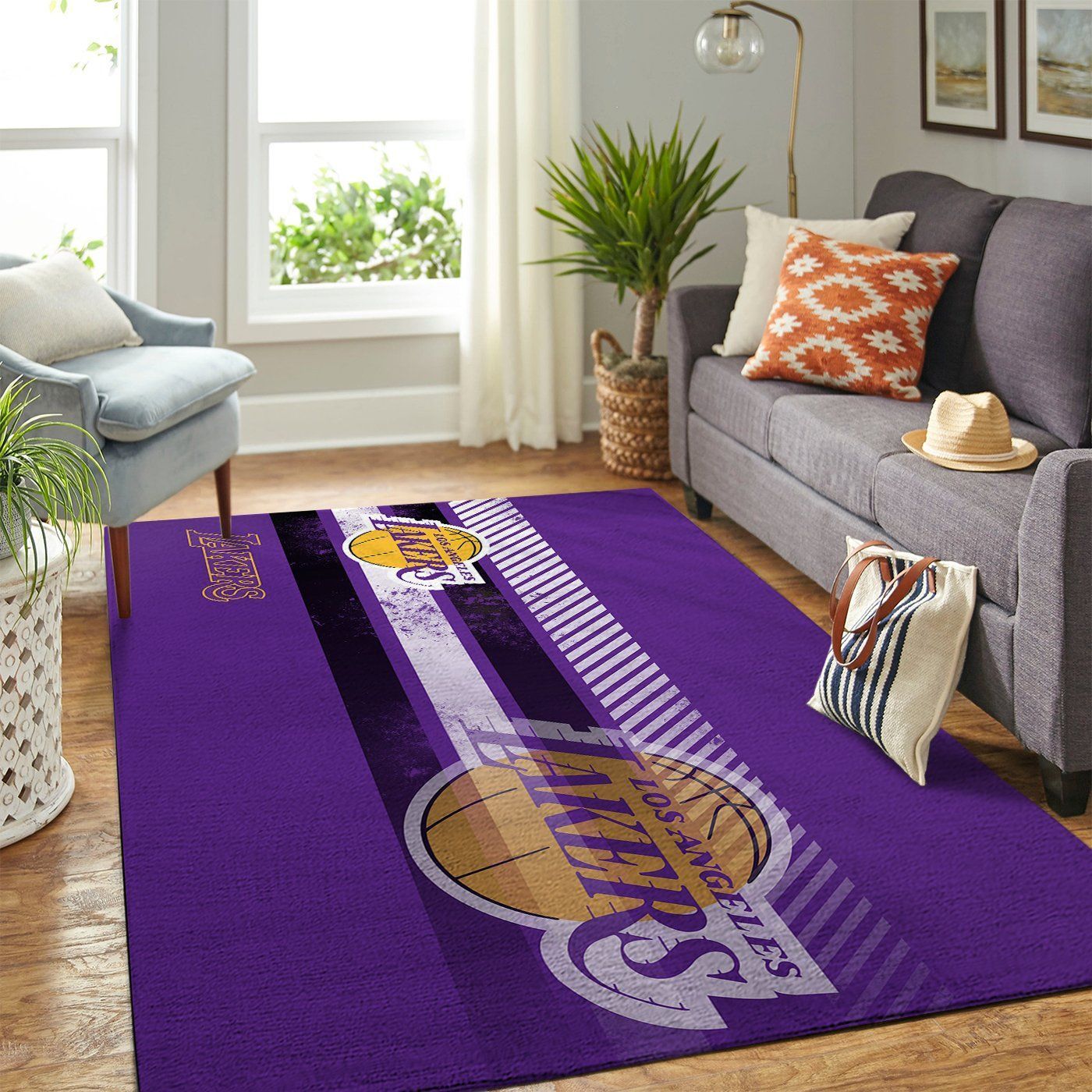 Los Angeles Lakers Nba Team Logo Nice Gift Home Decor Rectangle Area Rug - Indoor Outdoor Rugs 1