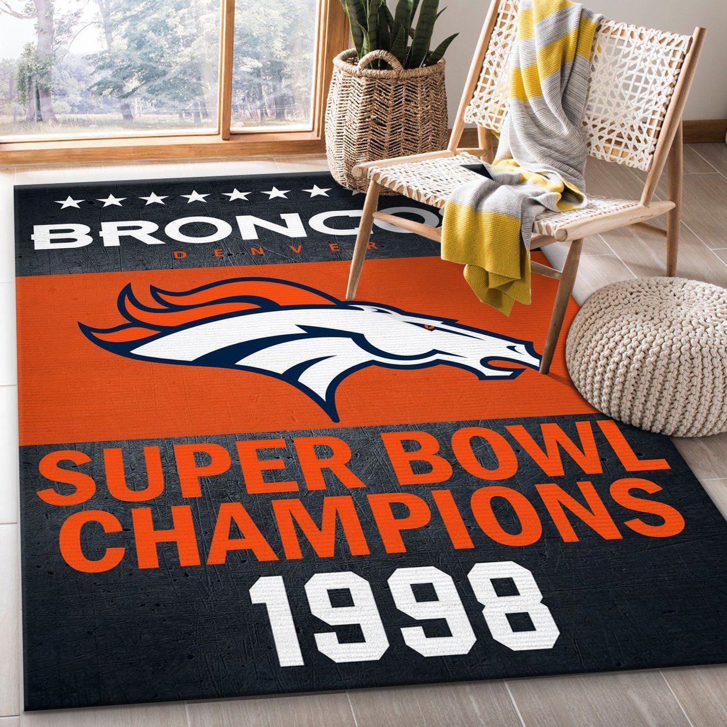 Denver Broncos 1998 Nfl Football Team Area Rug For Gift Living Room Rug Home US Decor - Indoor Outdoor Rugs 1