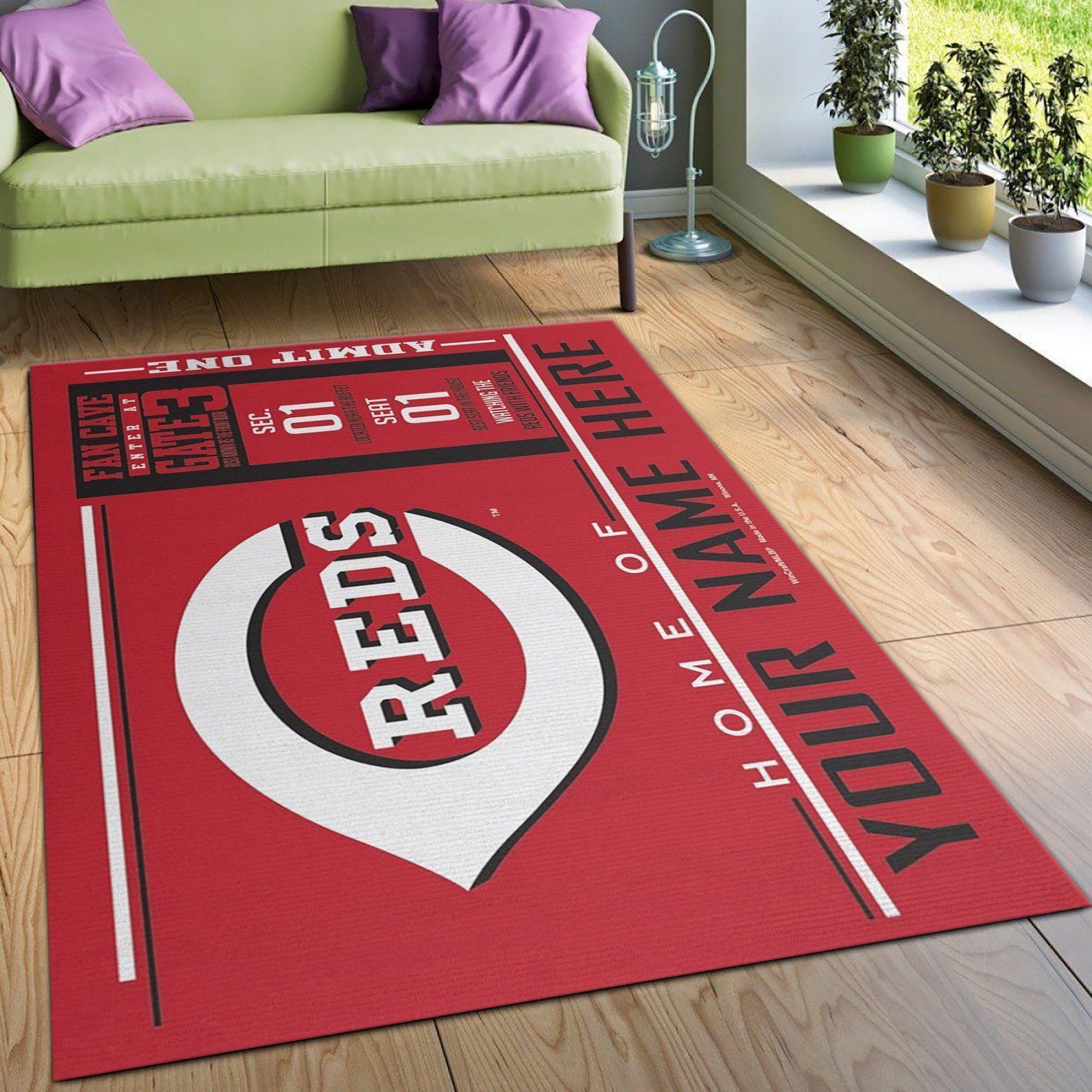 Customizable Cincinnati Reds Wincraft Personalized Area Rug, Living Room Rug, Christmas Gift US Decor - Indoor Outdoor Rugs 2