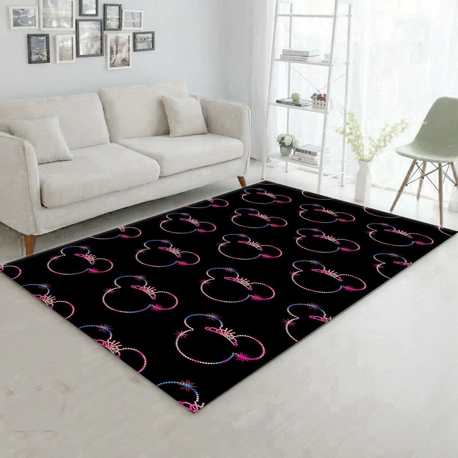 Minnie Mouse Black And Colorful Movie Area Rug, Kitchen Rug, Family Gift US Decor - Indoor Outdoor Rugs 1